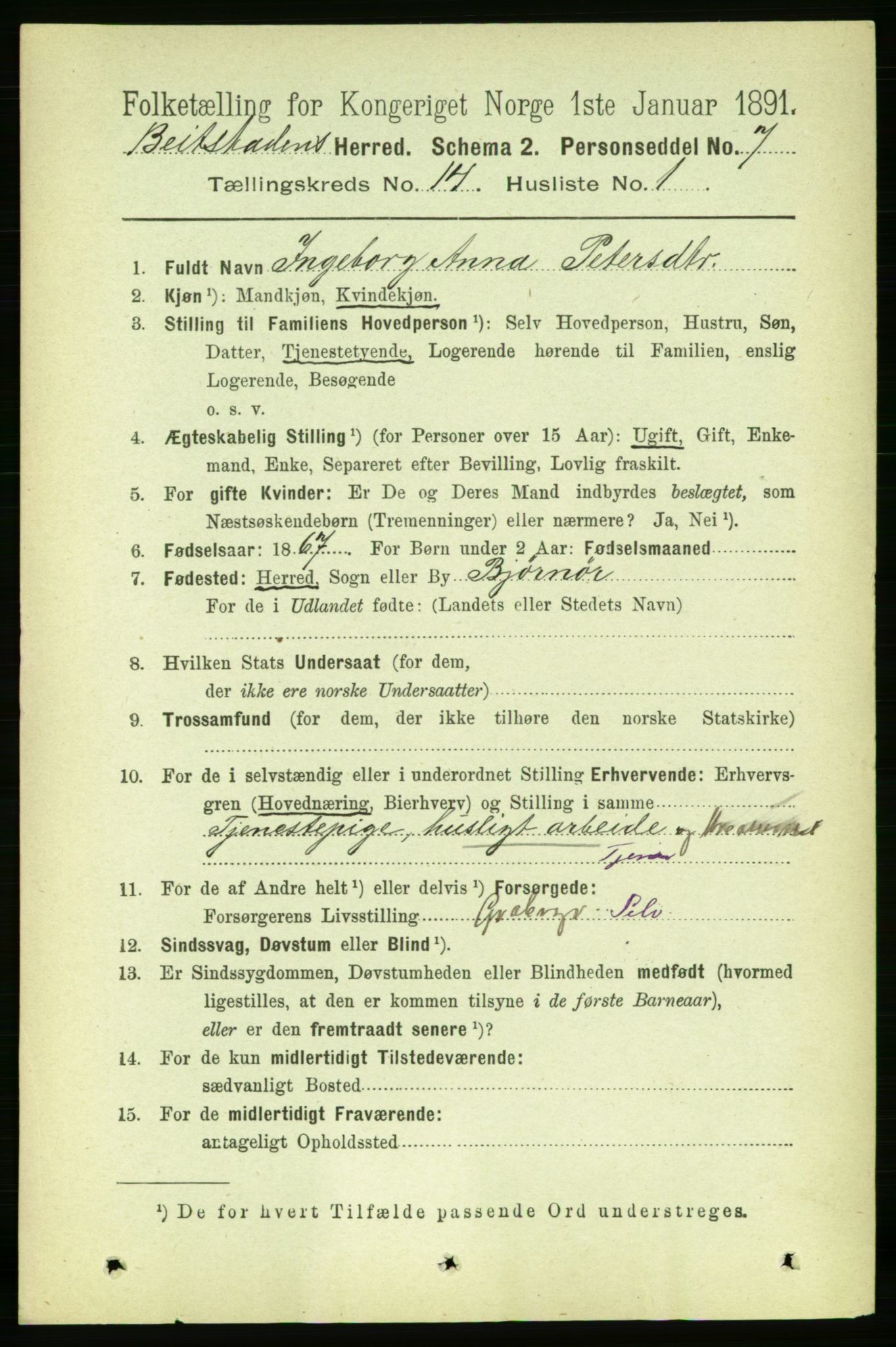 RA, 1891 census for 1727 Beitstad, 1891, p. 3856