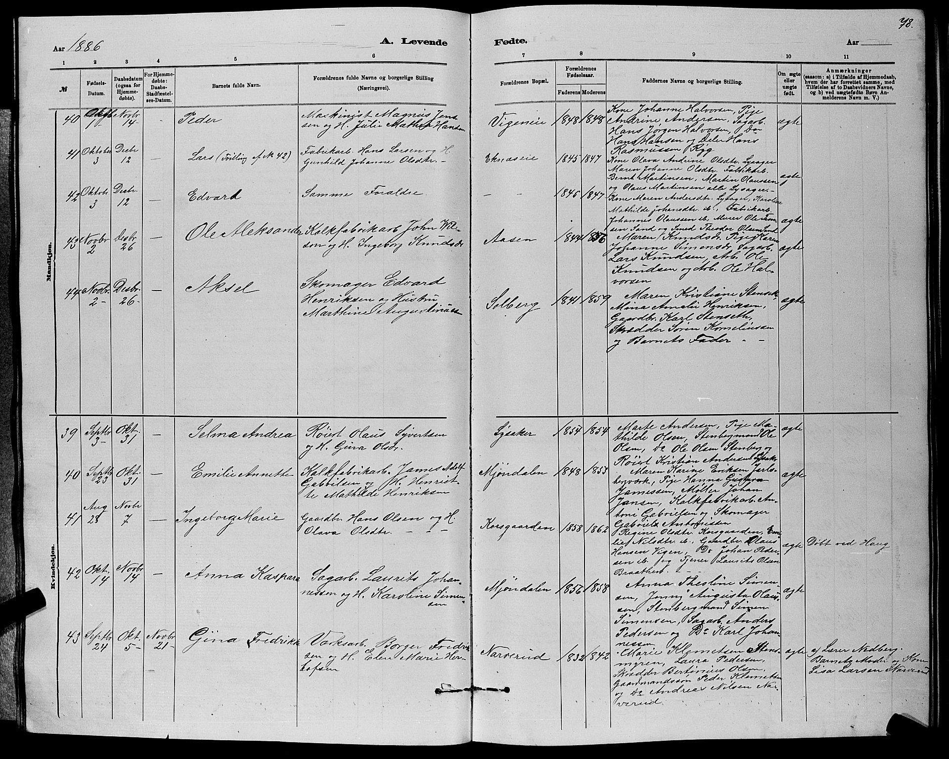 Nedre Eiker kirkebøker, AV/SAKO-A-612/G/Ga/L0002: Parish register (copy) no. 2, 1880-1896, p. 78