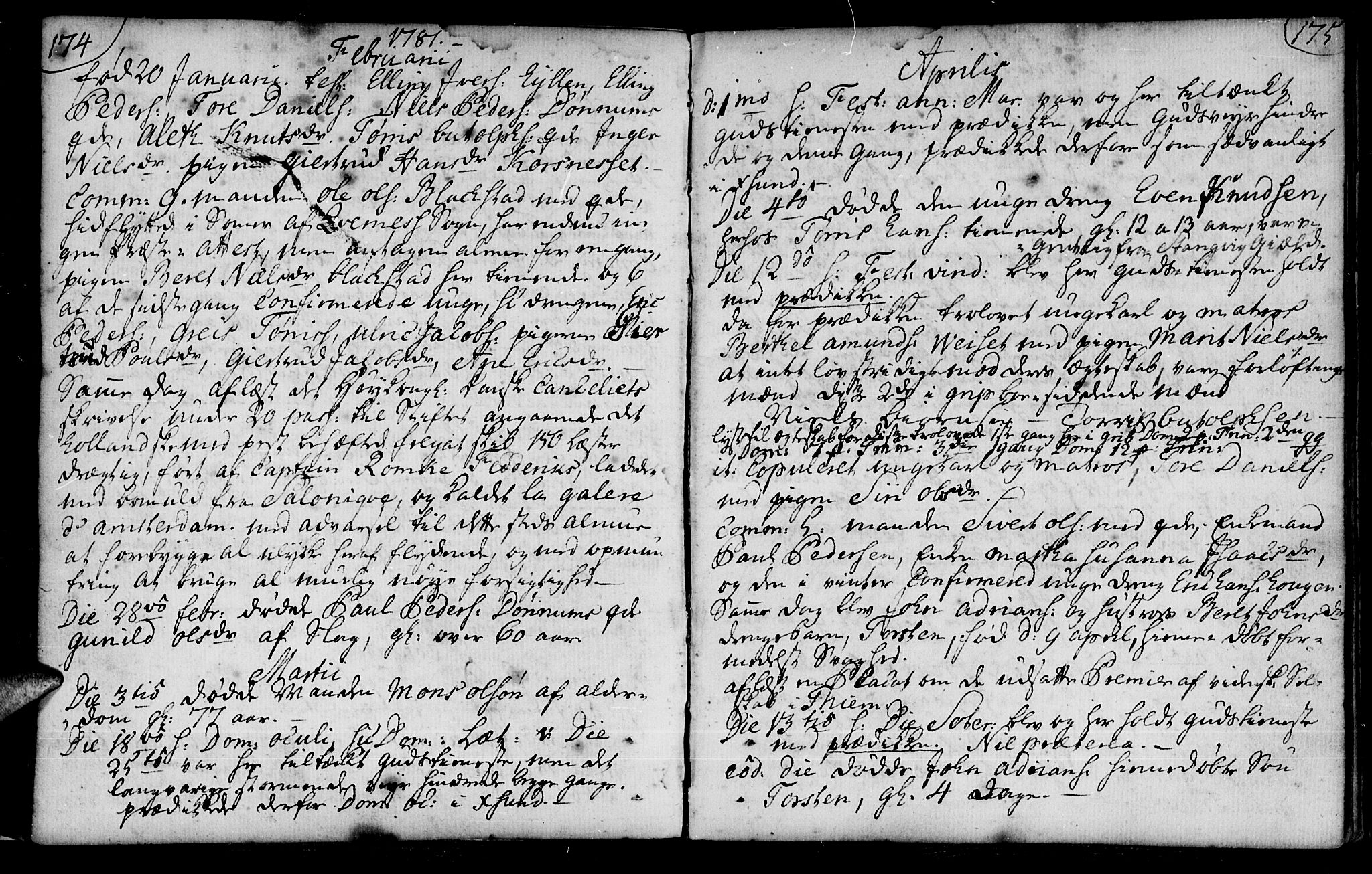 Ministerialprotokoller, klokkerbøker og fødselsregistre - Møre og Romsdal, AV/SAT-A-1454/574/L0876: Parish register (official) no. 574A02, 1754-1814, p. 174-175