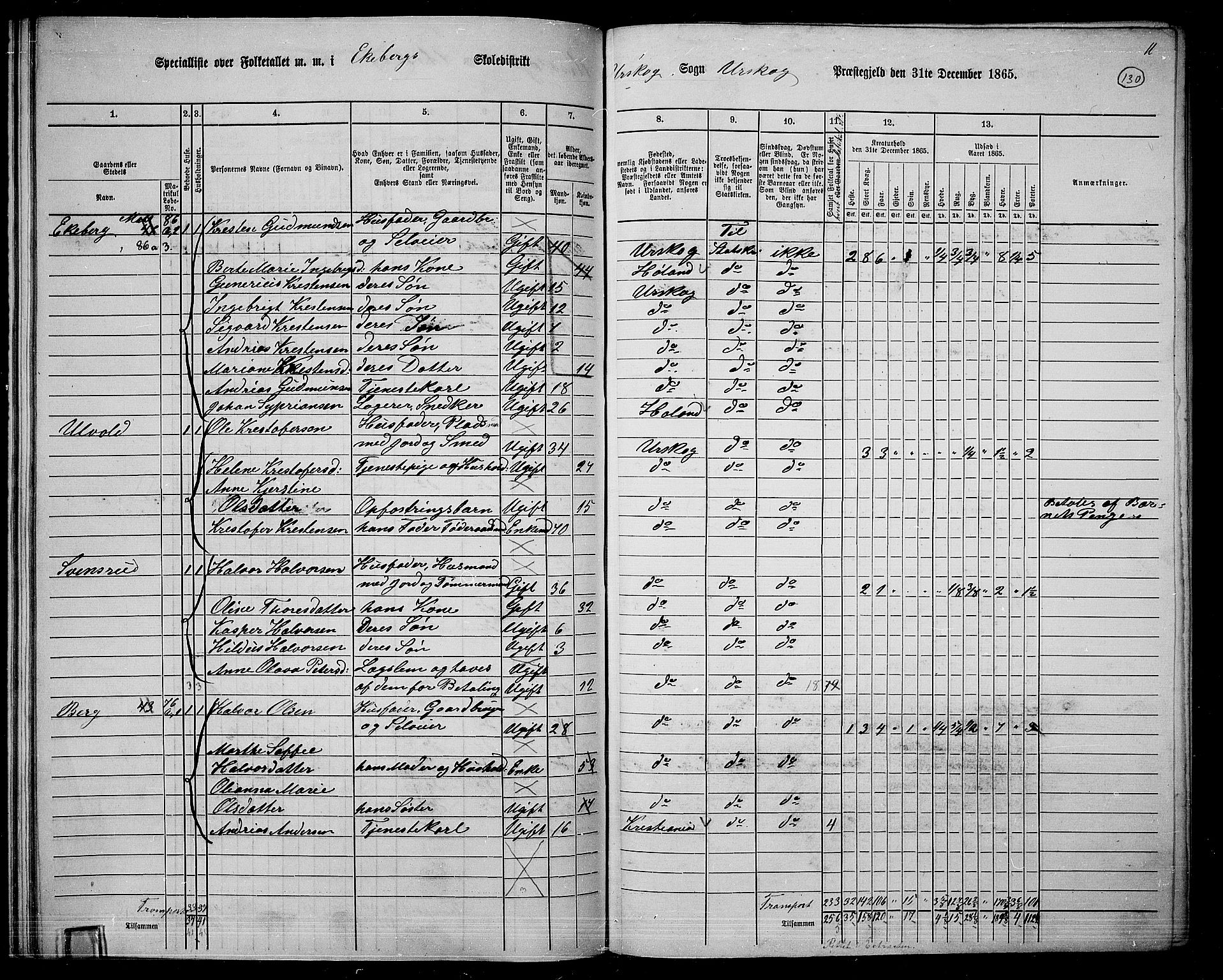 RA, 1865 census for Aurskog, 1865, p. 117