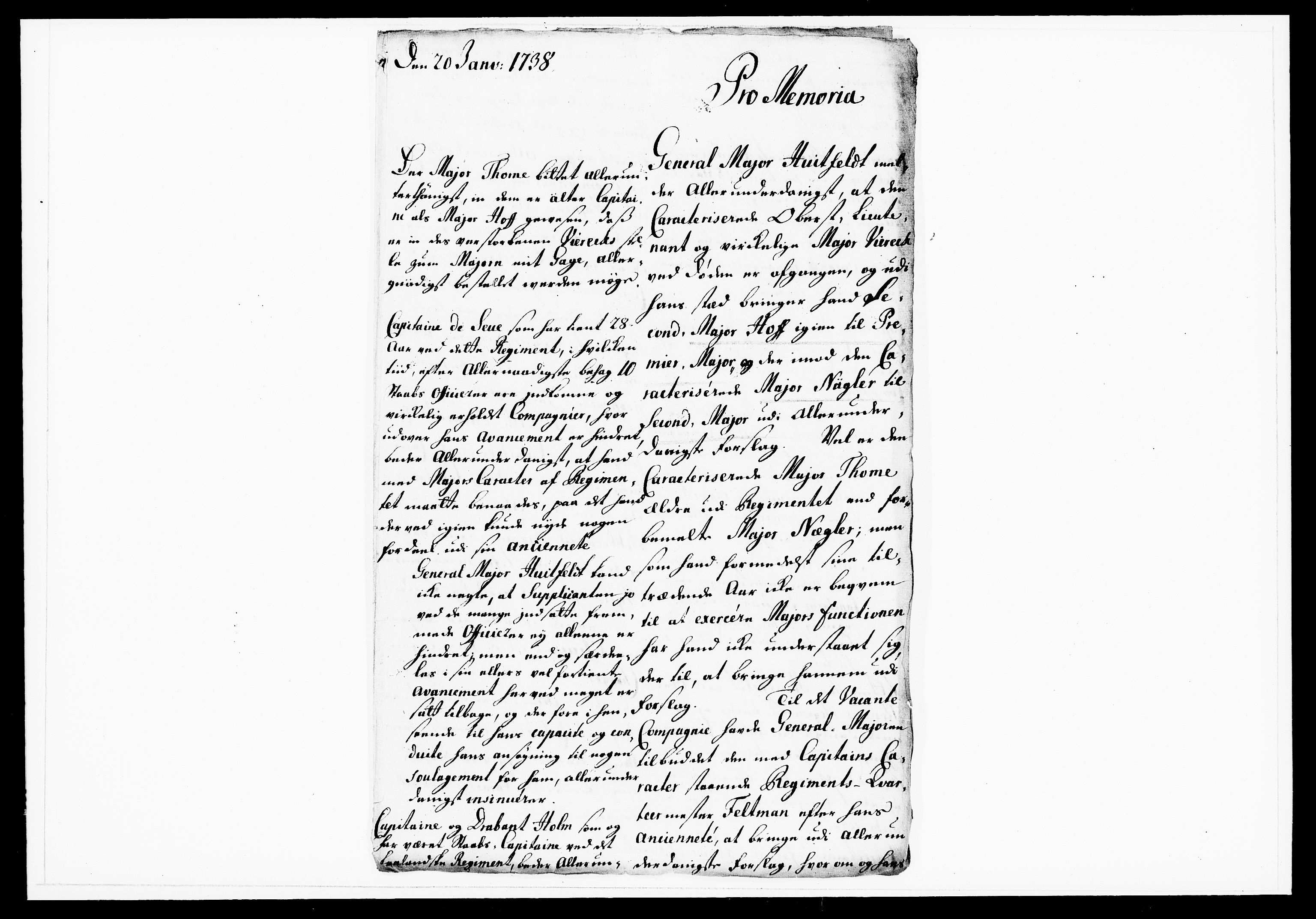 Krigskollegiet, Krigskancelliet, DRA/A-0006/-/1143-1150: Refererede sager, 1738, p. 38