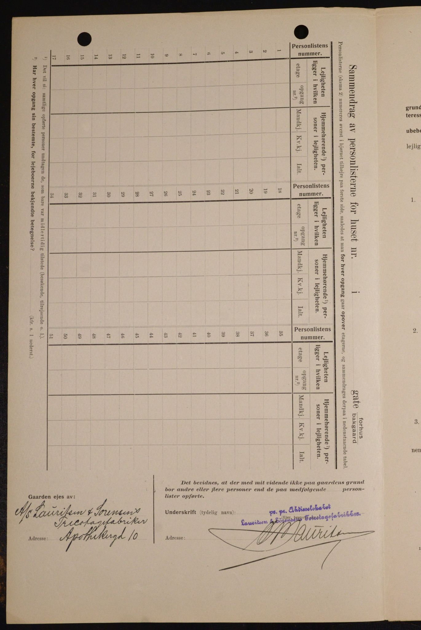 OBA, Municipal Census 1909 for Kristiania, 1909, p. 1403