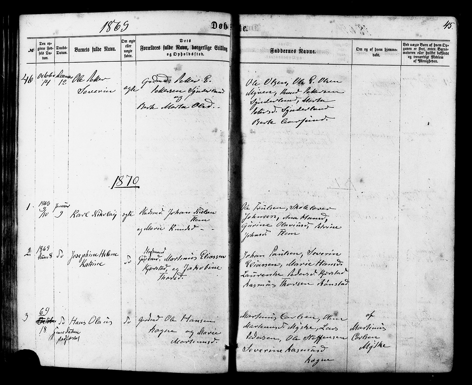 Ministerialprotokoller, klokkerbøker og fødselsregistre - Møre og Romsdal, SAT/A-1454/536/L0498: Parish register (official) no. 536A07, 1862-1875, p. 45