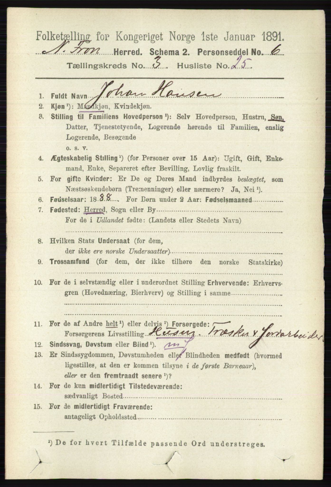 RA, 1891 census for 0518 Nord-Fron, 1891, p. 979