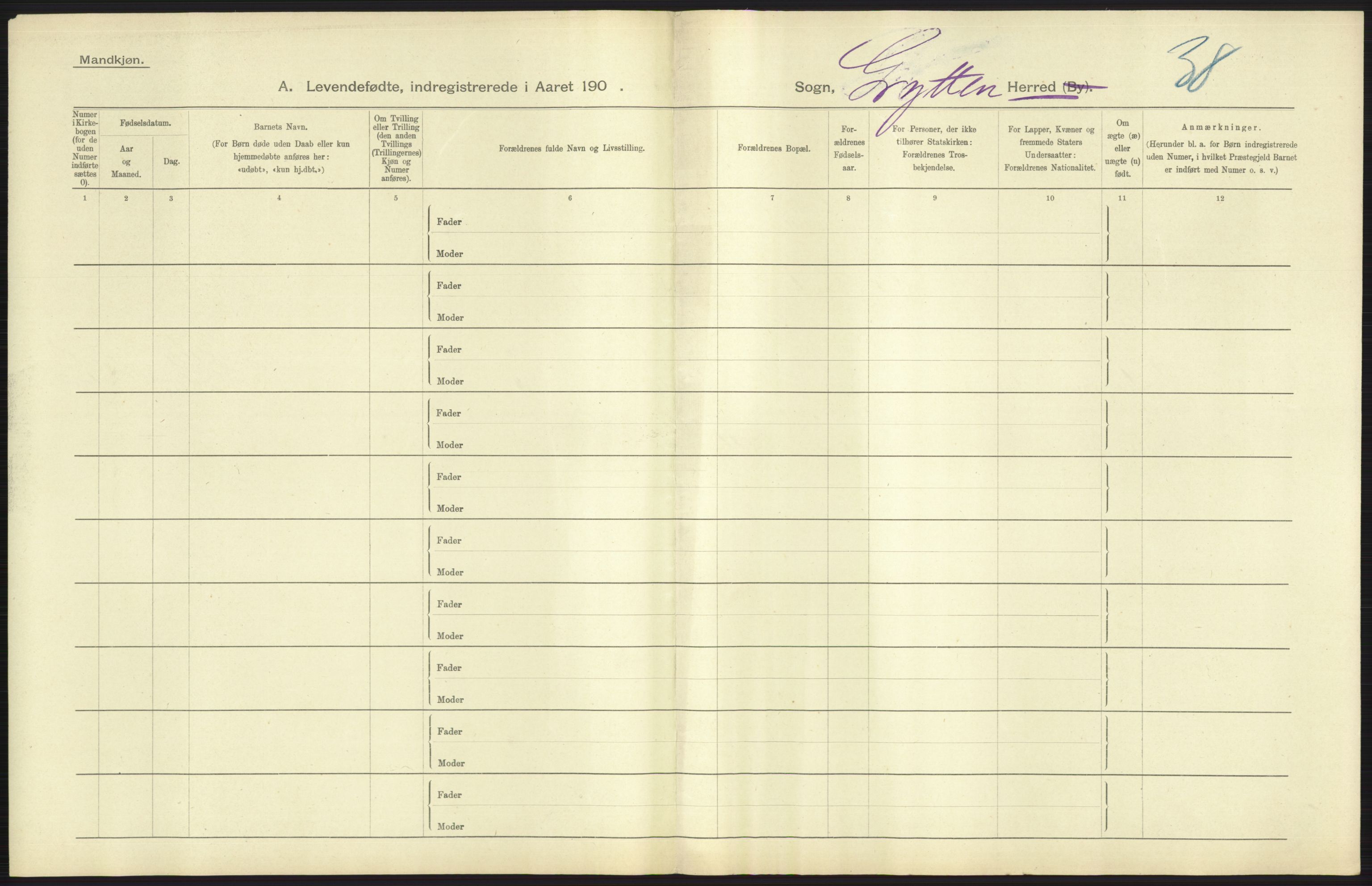 Statistisk sentralbyrå, Sosiodemografiske emner, Befolkning, AV/RA-S-2228/D/Df/Dfa/Dfaa/L0016: Romsdal amt: Fødte, gifte, døde., 1903, p. 53