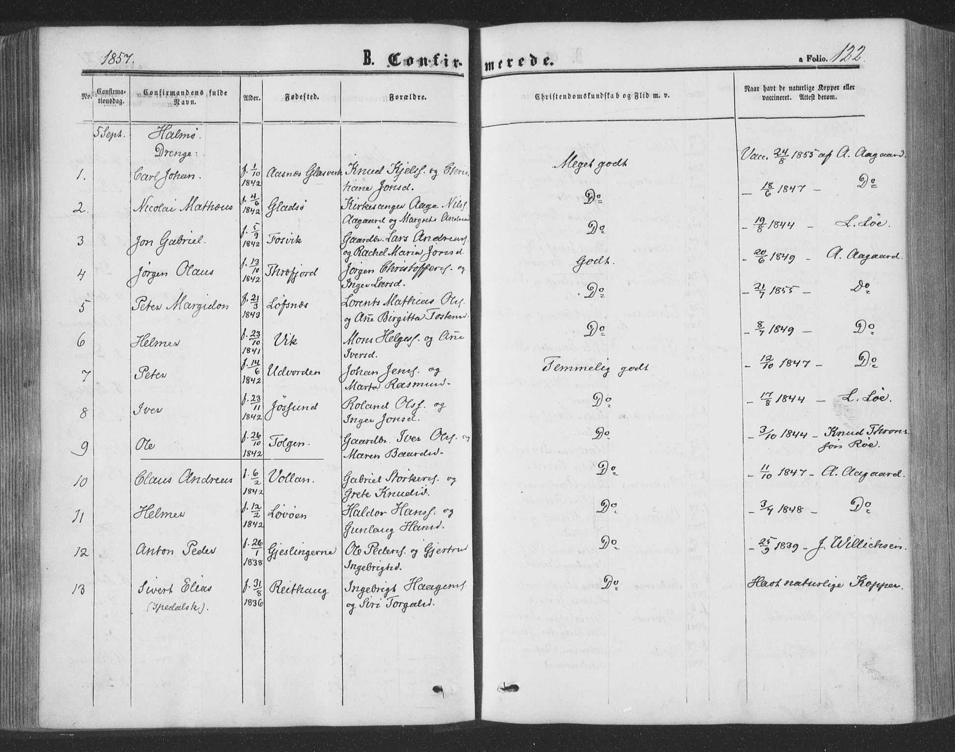 Ministerialprotokoller, klokkerbøker og fødselsregistre - Nord-Trøndelag, AV/SAT-A-1458/773/L0615: Parish register (official) no. 773A06, 1857-1870, p. 122