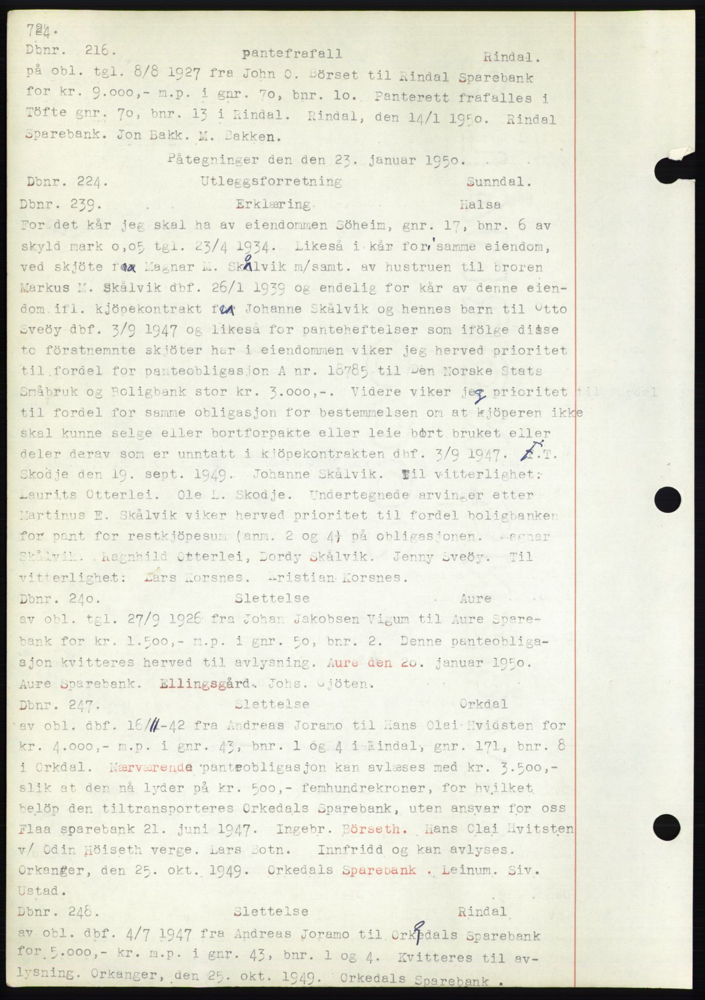 Nordmøre sorenskriveri, SAT/A-4132/1/2/2Ca: Mortgage book no. C82b, 1946-1951, Diary no: : 216/1950