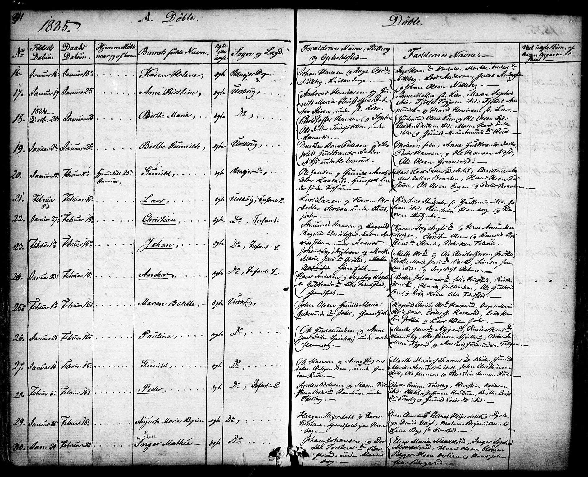 Aurskog prestekontor Kirkebøker, SAO/A-10304a/F/Fa/L0006: Parish register (official) no. I 6, 1829-1853, p. 41