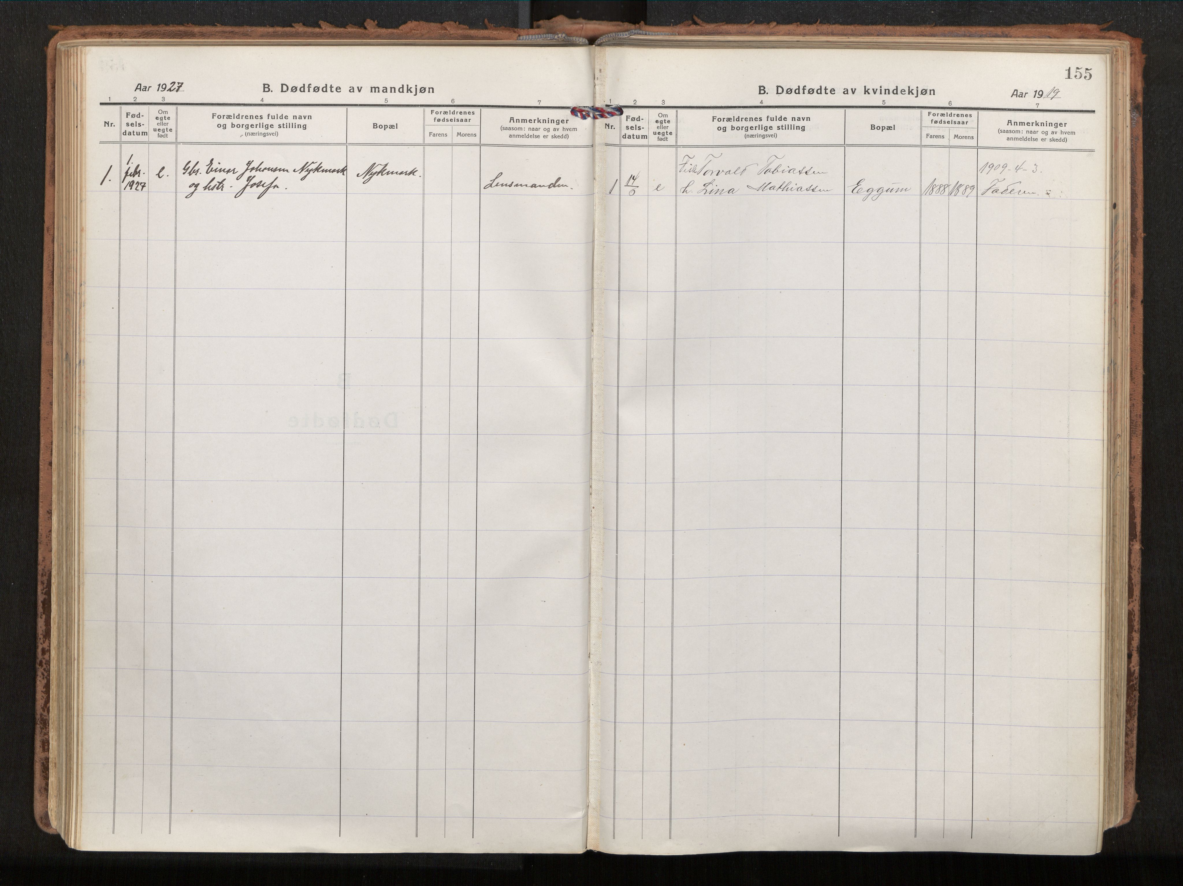 Ministerialprotokoller, klokkerbøker og fødselsregistre - Nordland, SAT/A-1459/880/L1136: Parish register (official) no. 880A10, 1919-1927, p. 155