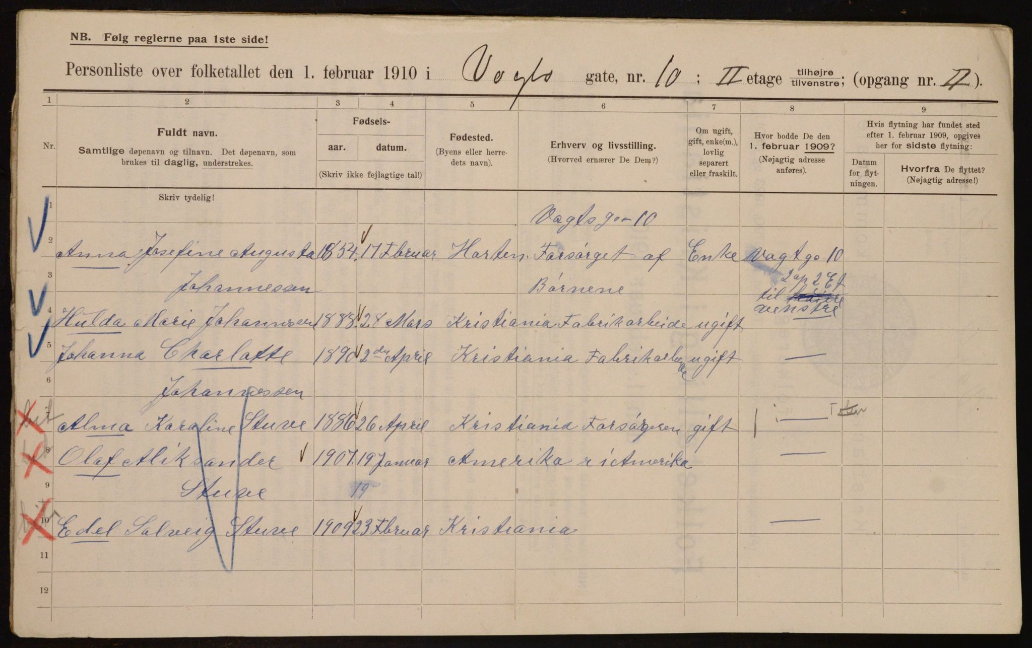 OBA, Municipal Census 1910 for Kristiania, 1910, p. 117838