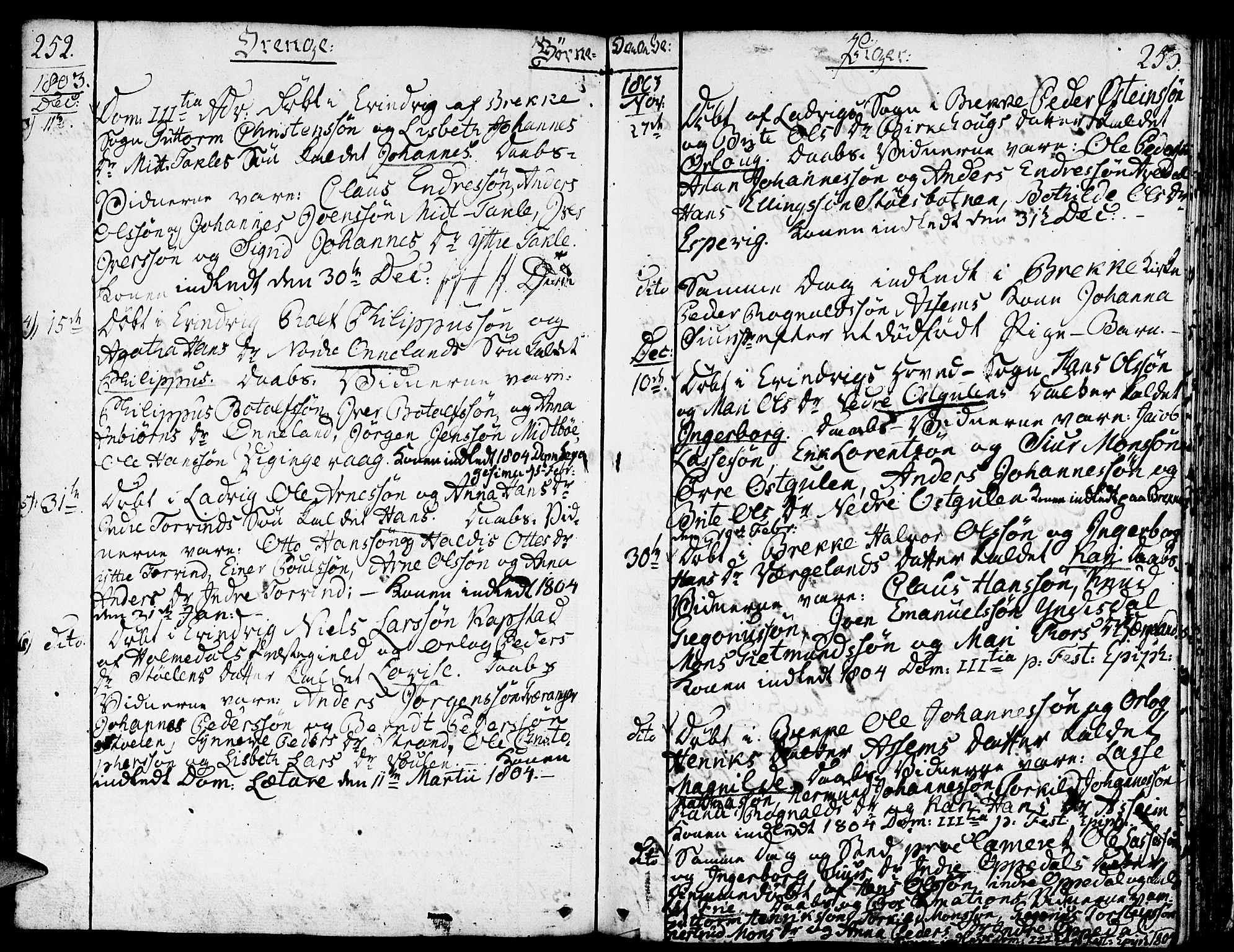 Gulen sokneprestembete, SAB/A-80201/H/Haa/Haaa/L0016: Parish register (official) no. A 16, 1798-1808, p. 252-253