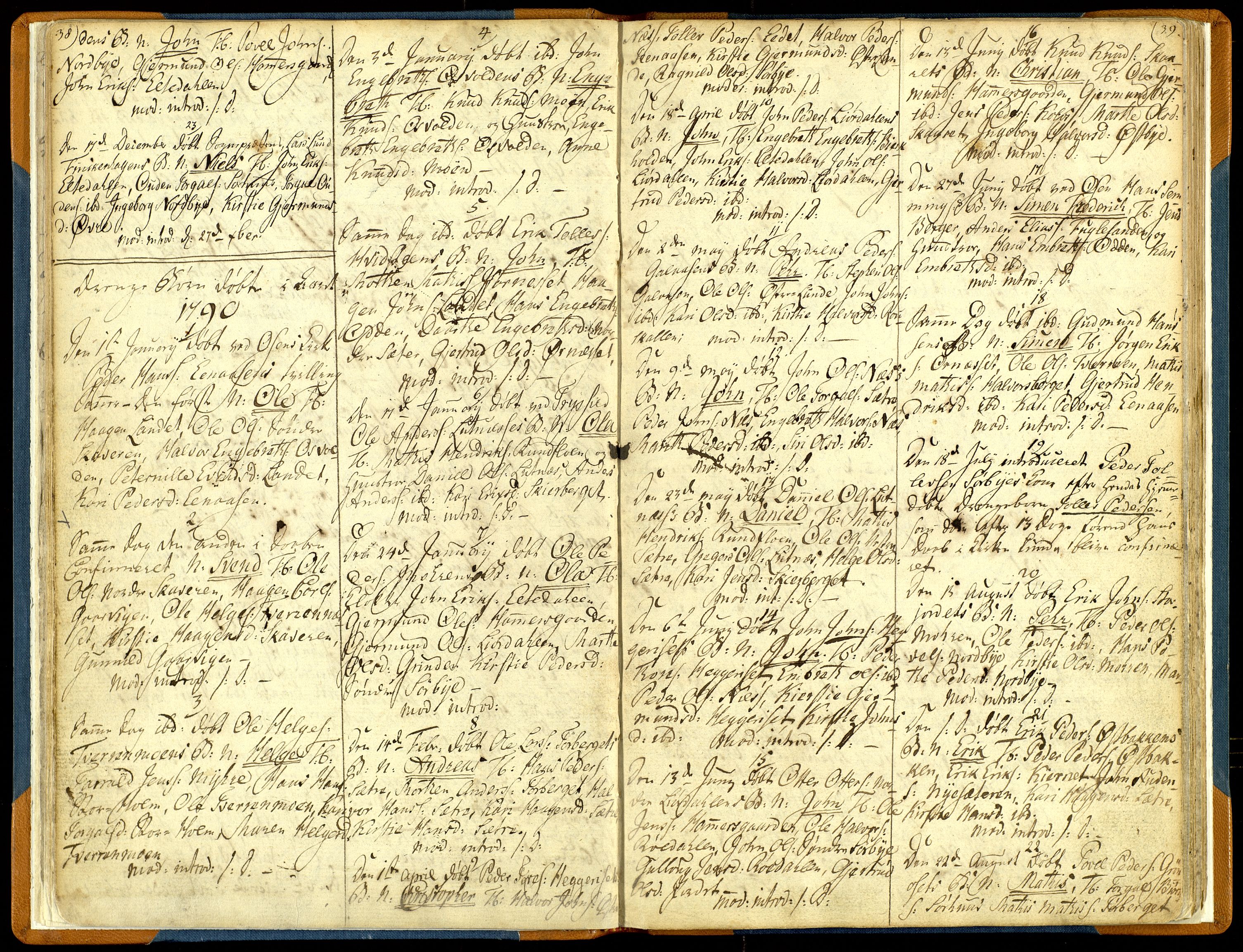 Trysil prestekontor, SAH/PREST-046/H/Ha/Haa/L0001: Parish register (official) no. 1, 1781-1800, p. 38-39