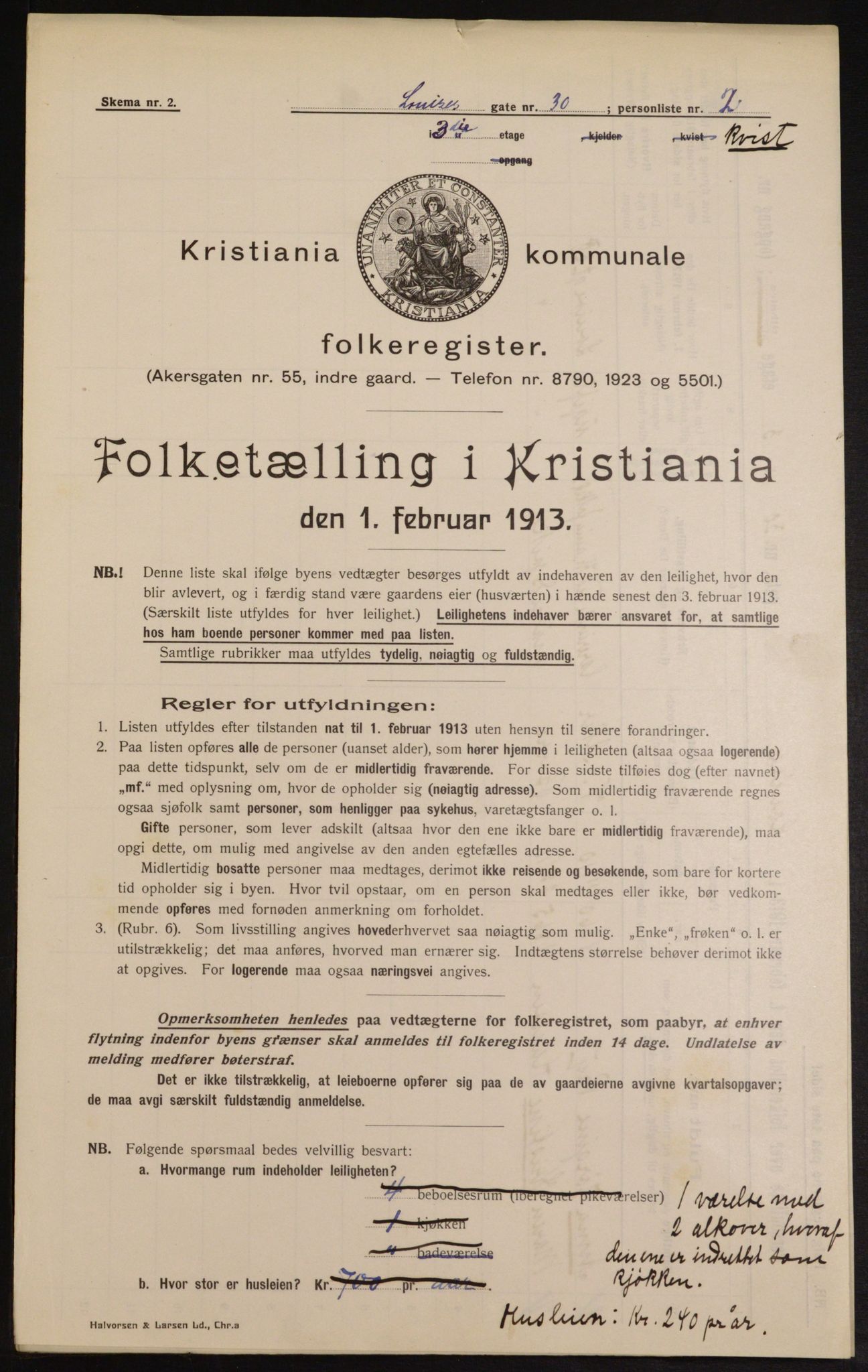 OBA, Municipal Census 1913 for Kristiania, 1913, p. 58208