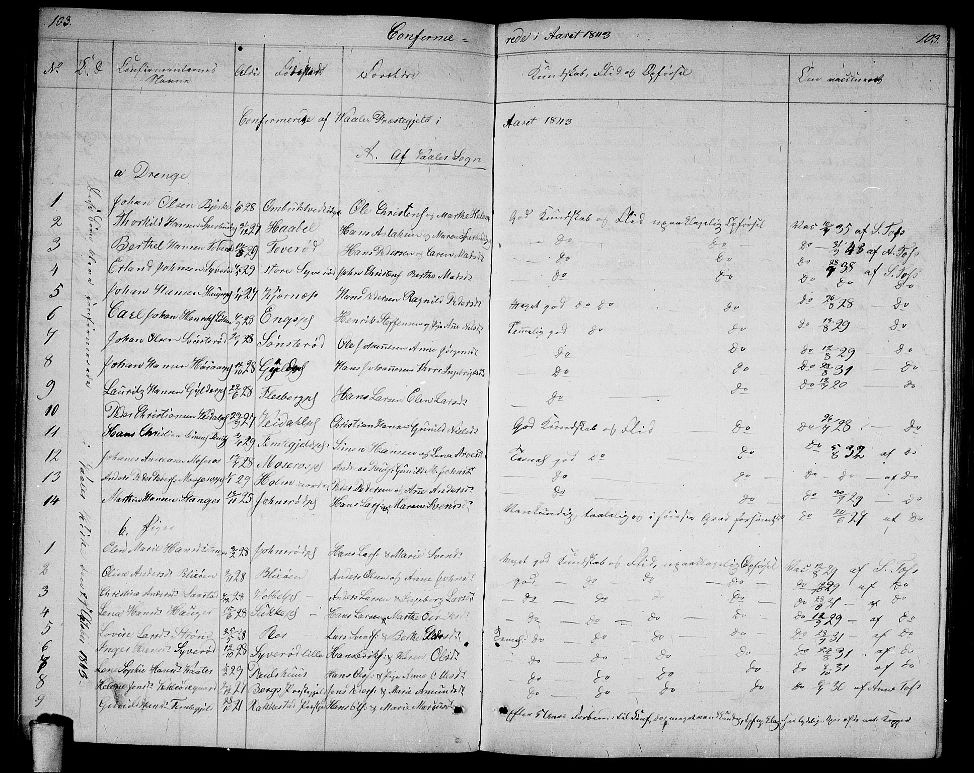 Våler prestekontor Kirkebøker, AV/SAO-A-11083/G/Ga/L0002: Parish register (copy) no. I 2, 1839-1860, p. 103