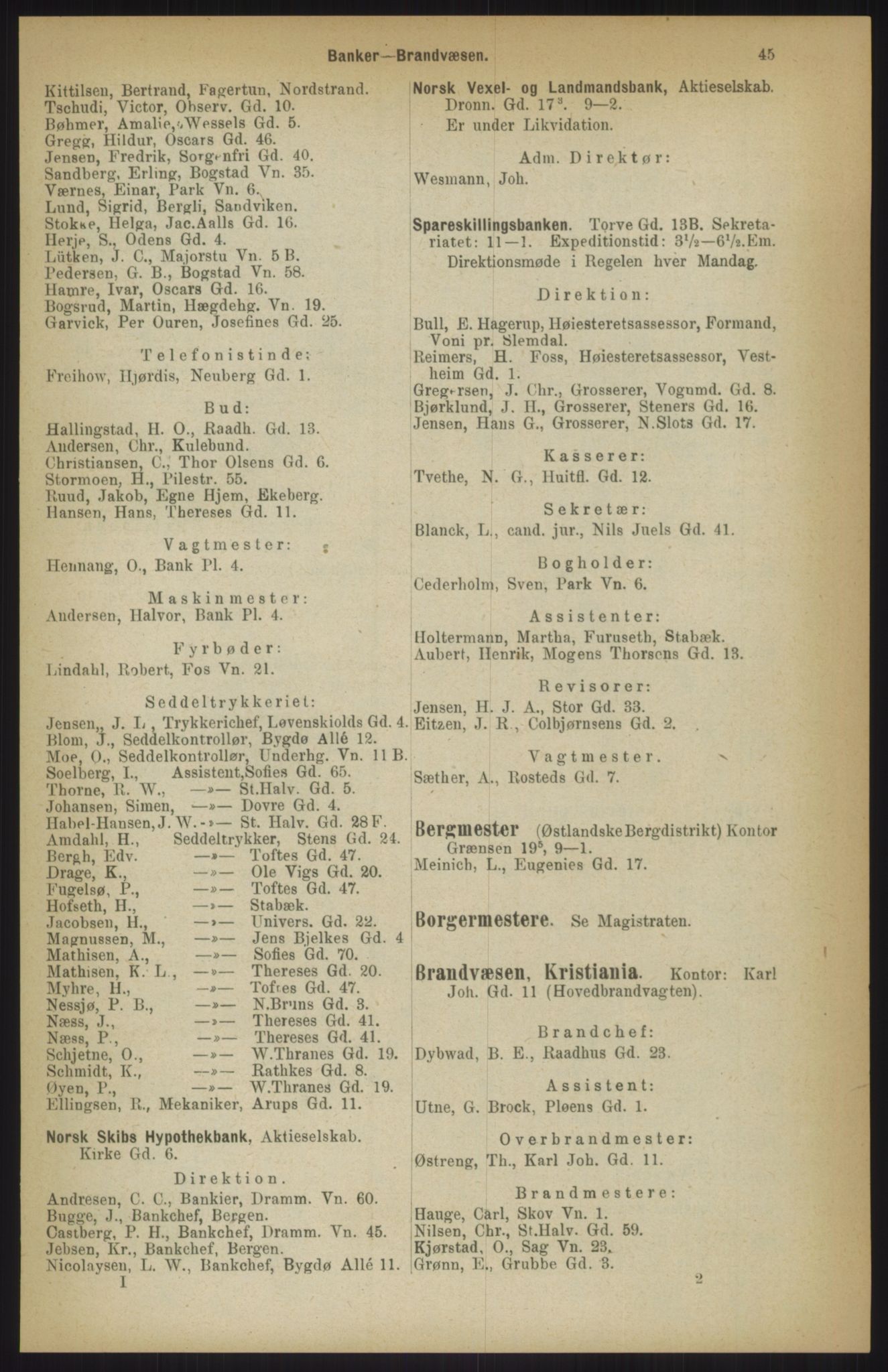 Kristiania/Oslo adressebok, PUBL/-, 1911, p. 45
