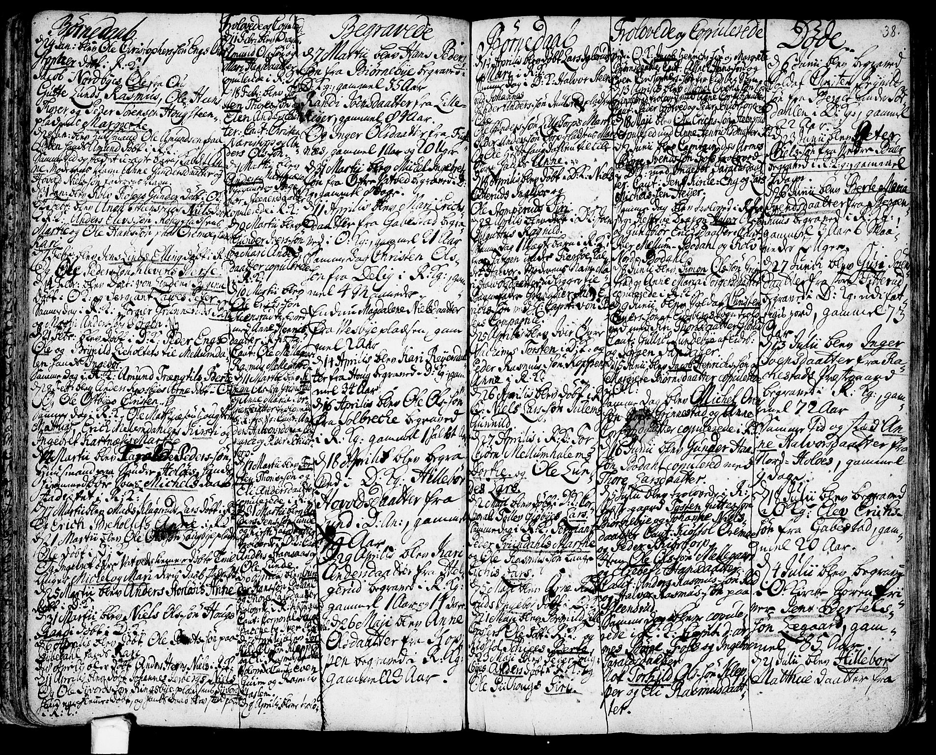 Rakkestad prestekontor Kirkebøker, AV/SAO-A-2008/F/Fa/L0001: Parish register (official) no. I 1, 1722-1740, p. 38