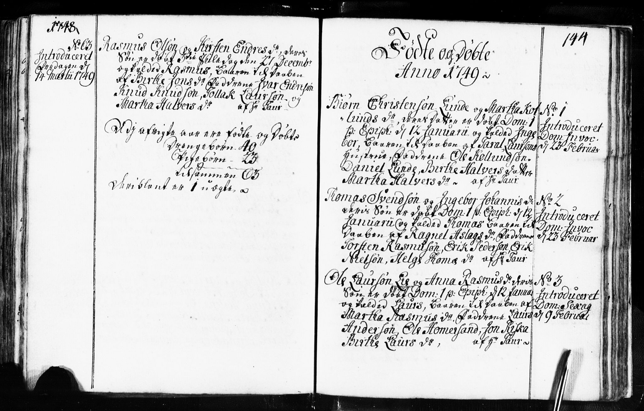 Domkirken sokneprestkontor, SAST/A-101812/001/30/30BB/L0003: Parish register (copy) no. B 3, 1733-1751, p. 144