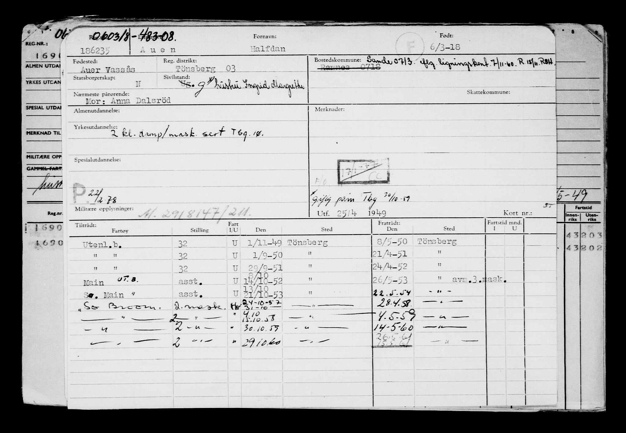 Direktoratet for sjømenn, AV/RA-S-3545/G/Gb/L0156: Hovedkort, 1918, p. 91