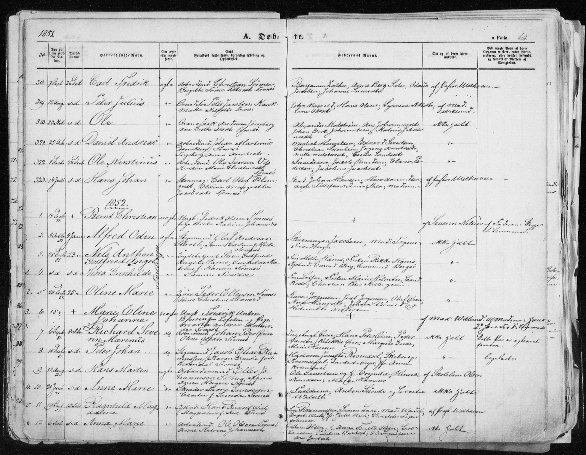 Tromsø sokneprestkontor/stiftsprosti/domprosti, SATØ/S-1343/G/Ga/L0010kirke: Parish register (official) no. 10, 1848-1855, p. 60
