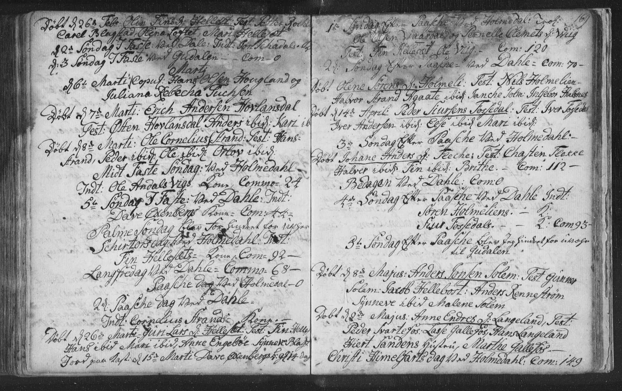Fjaler sokneprestembete, SAB/A-79801/H/Haa/Haaa/L0002: Parish register (official) no. A 2, 1779-1798, p. 169