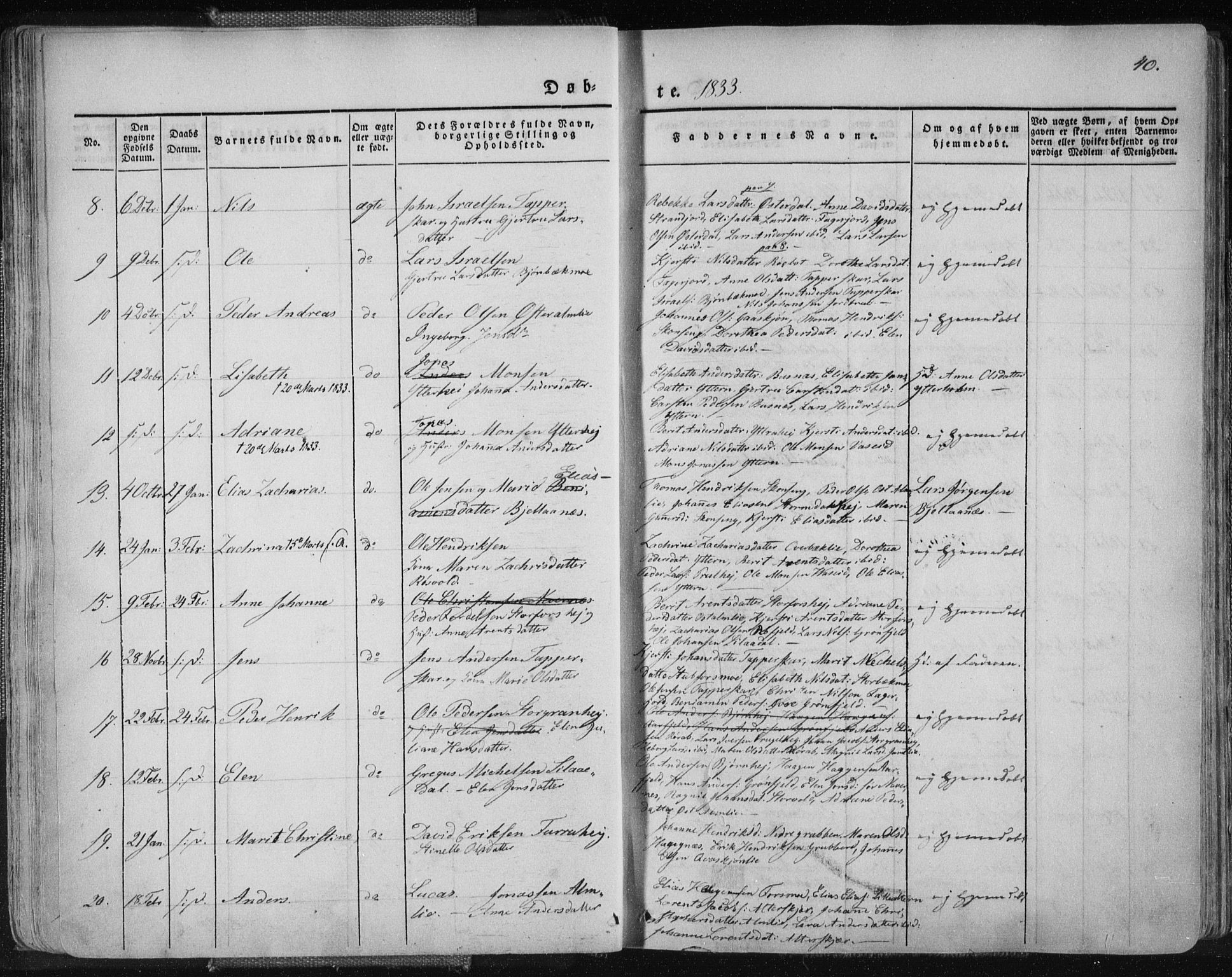 Ministerialprotokoller, klokkerbøker og fødselsregistre - Nordland, SAT/A-1459/827/L0390: Parish register (official) no. 827A02, 1826-1841, p. 40
