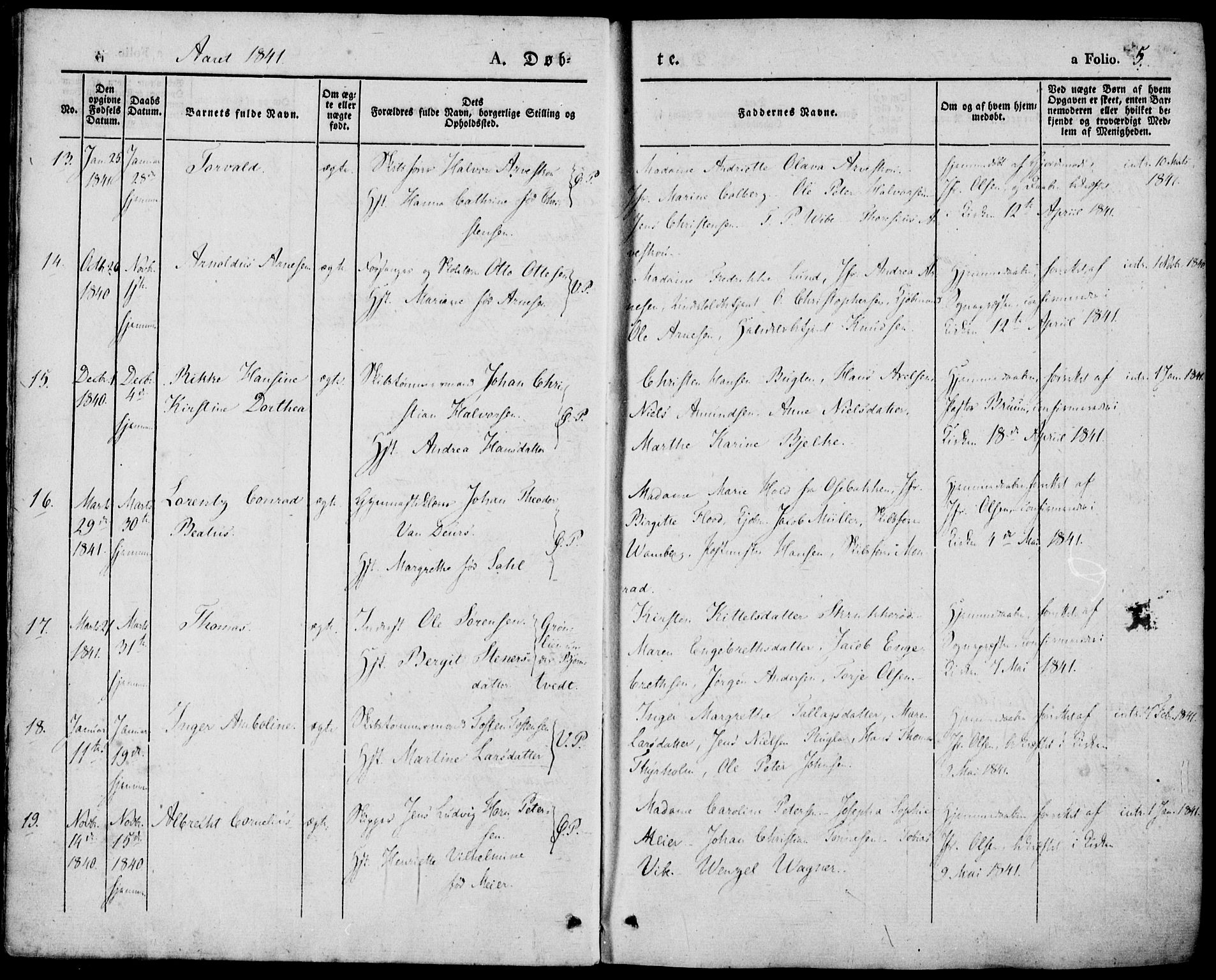 Porsgrunn kirkebøker , SAKO/A-104/F/Fa/L0006: Parish register (official) no. 6, 1841-1857, p. 5