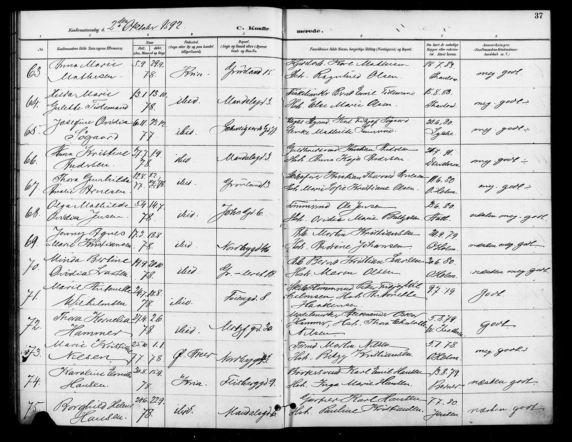 Grønland prestekontor Kirkebøker, AV/SAO-A-10848/F/Fa/L0011: Parish register (official) no. 11, 1892-1907, p. 37