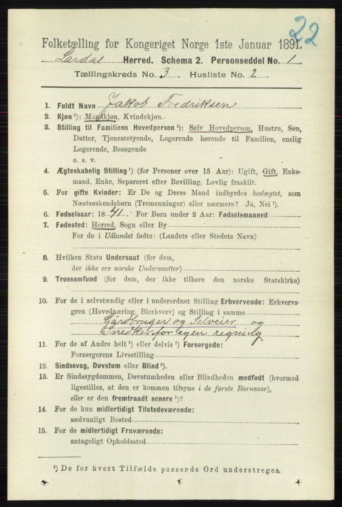 RA, 1891 census for 0728 Lardal, 1891, p. 1333