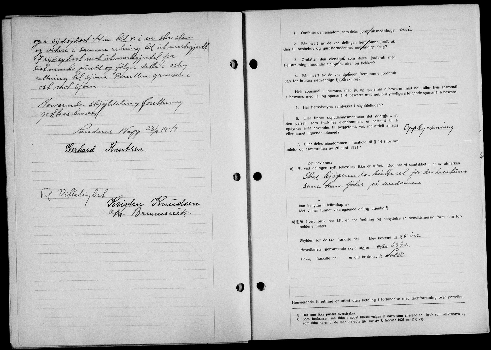 Lofoten sorenskriveri, SAT/A-0017/1/2/2C/L0017a: Mortgage book no. 17a, 1947-1948, Diary no: : 1781/1947