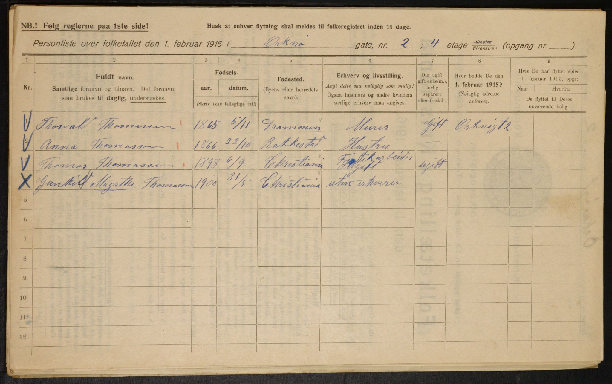 OBA, Municipal Census 1916 for Kristiania, 1916, p. 77813