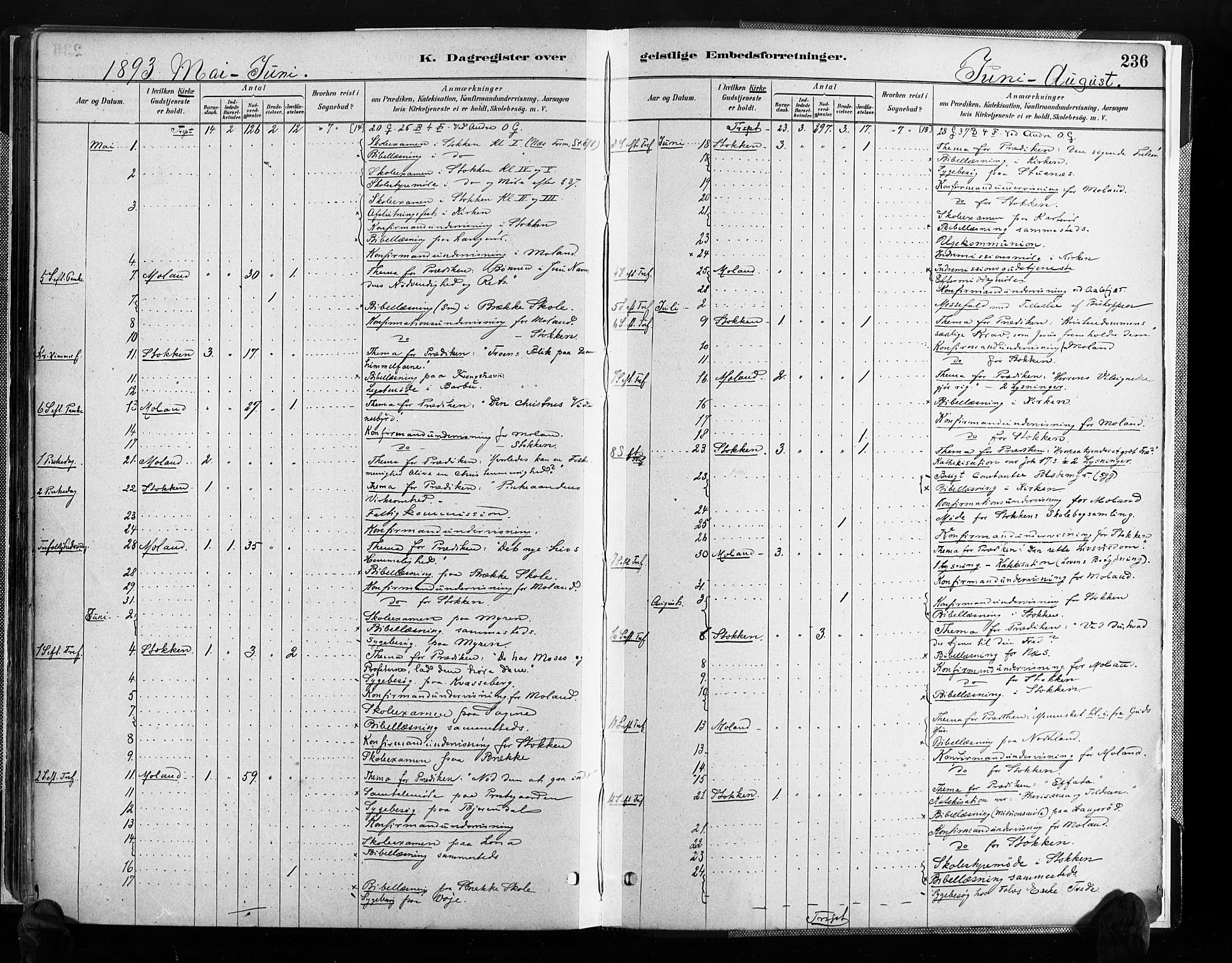 Austre Moland sokneprestkontor, SAK/1111-0001/F/Fa/Faa/L0010: Parish register (official) no. A 10, 1880-1904, p. 236