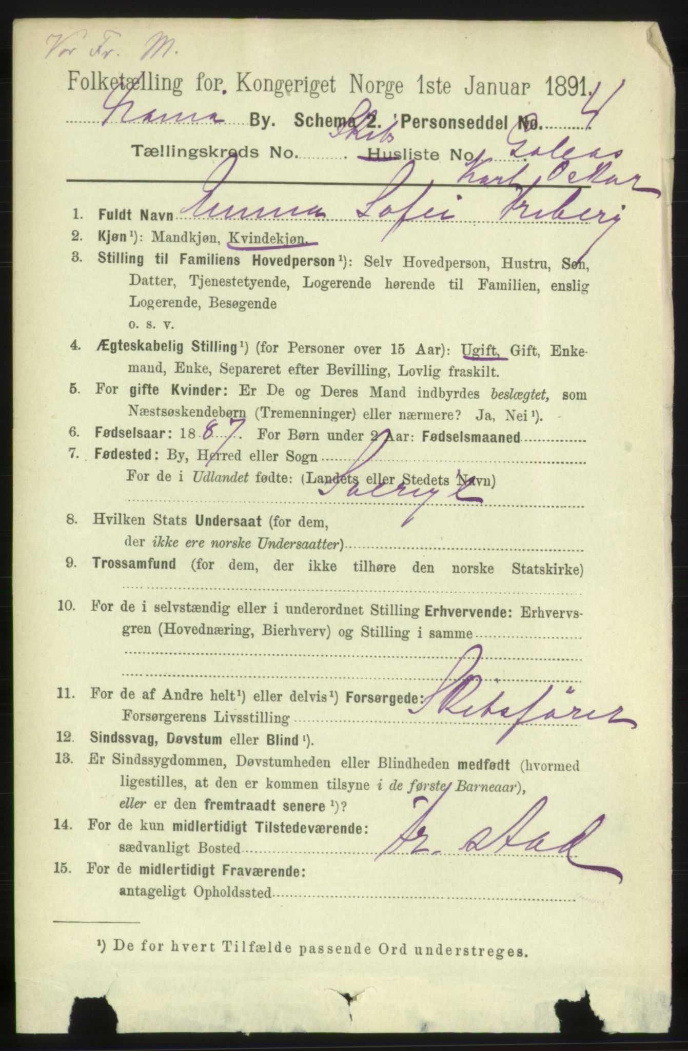 RA, 1891 census for 0301 Kristiania, 1891, p. 12942