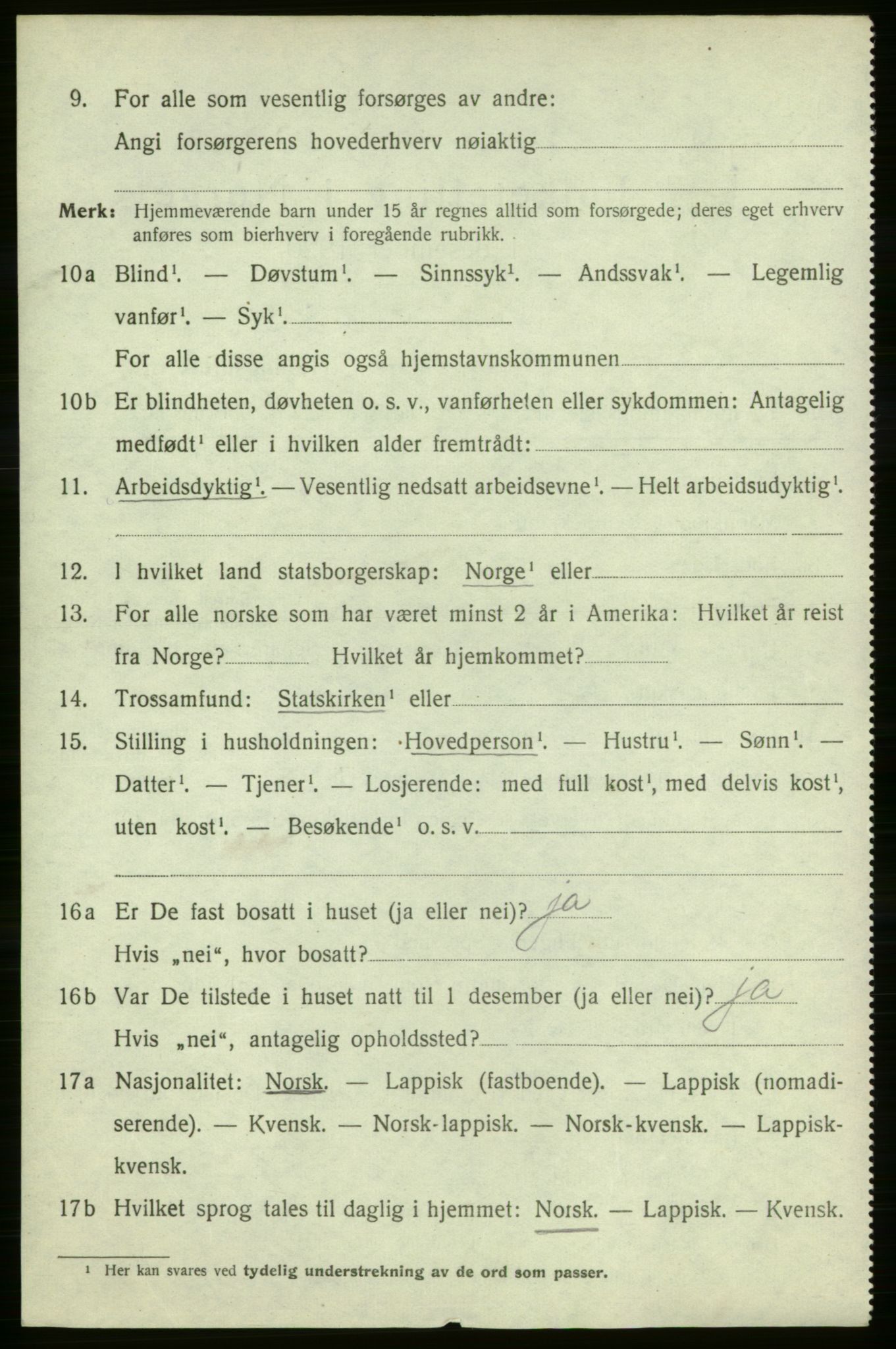 SATØ, 1920 census for Lebesby, 1920, p. 3002