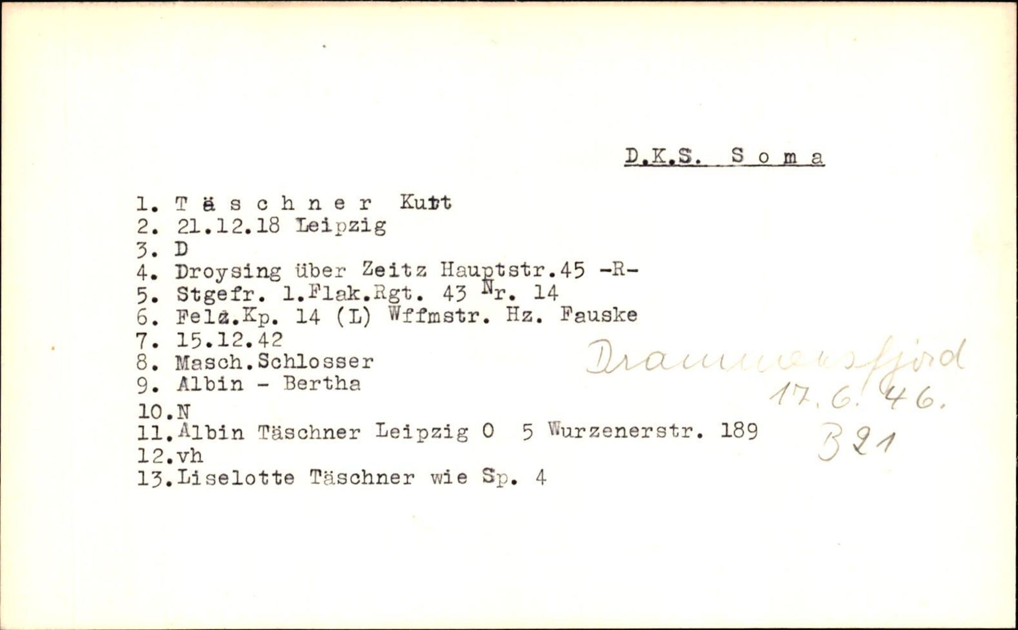 Hjemsendte tyskere , AV/RA-RAFA-6487/D/Db/L0026: Sowinski-Taubeld, 1945-1947, p. 1148