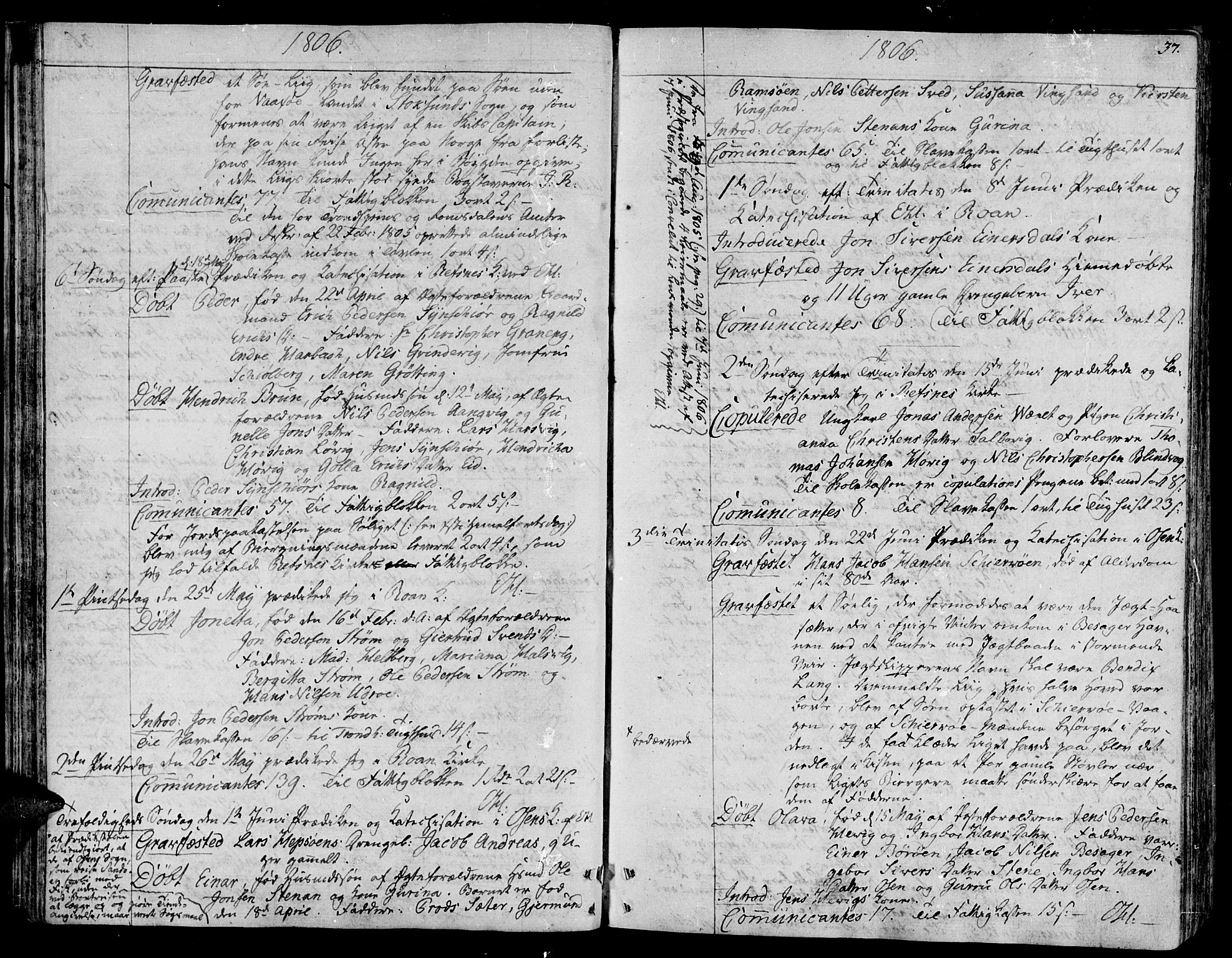 Ministerialprotokoller, klokkerbøker og fødselsregistre - Sør-Trøndelag, SAT/A-1456/657/L0701: Parish register (official) no. 657A02, 1802-1831, p. 37