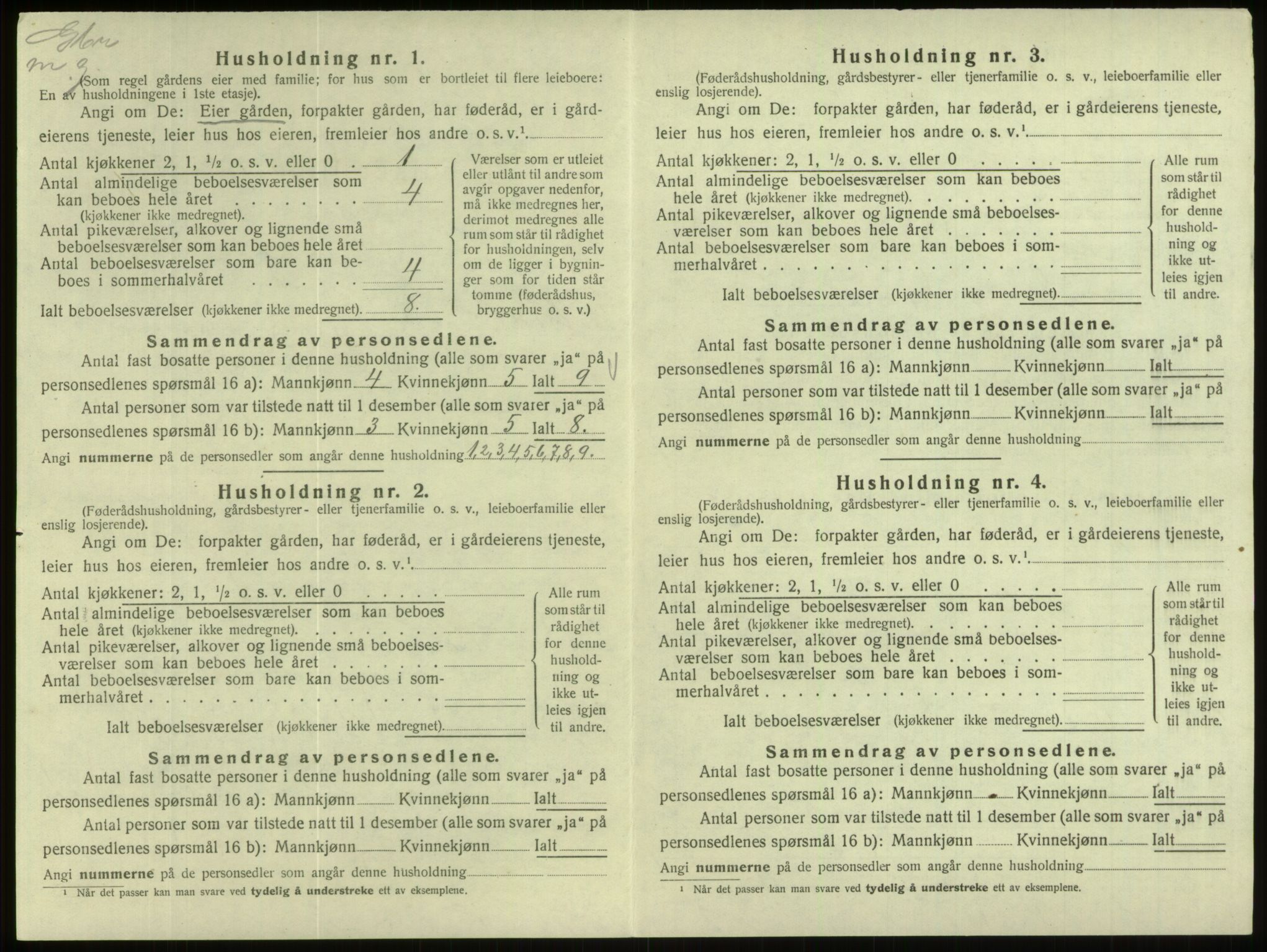 SAB, 1920 census for Eid, 1920, p. 1001