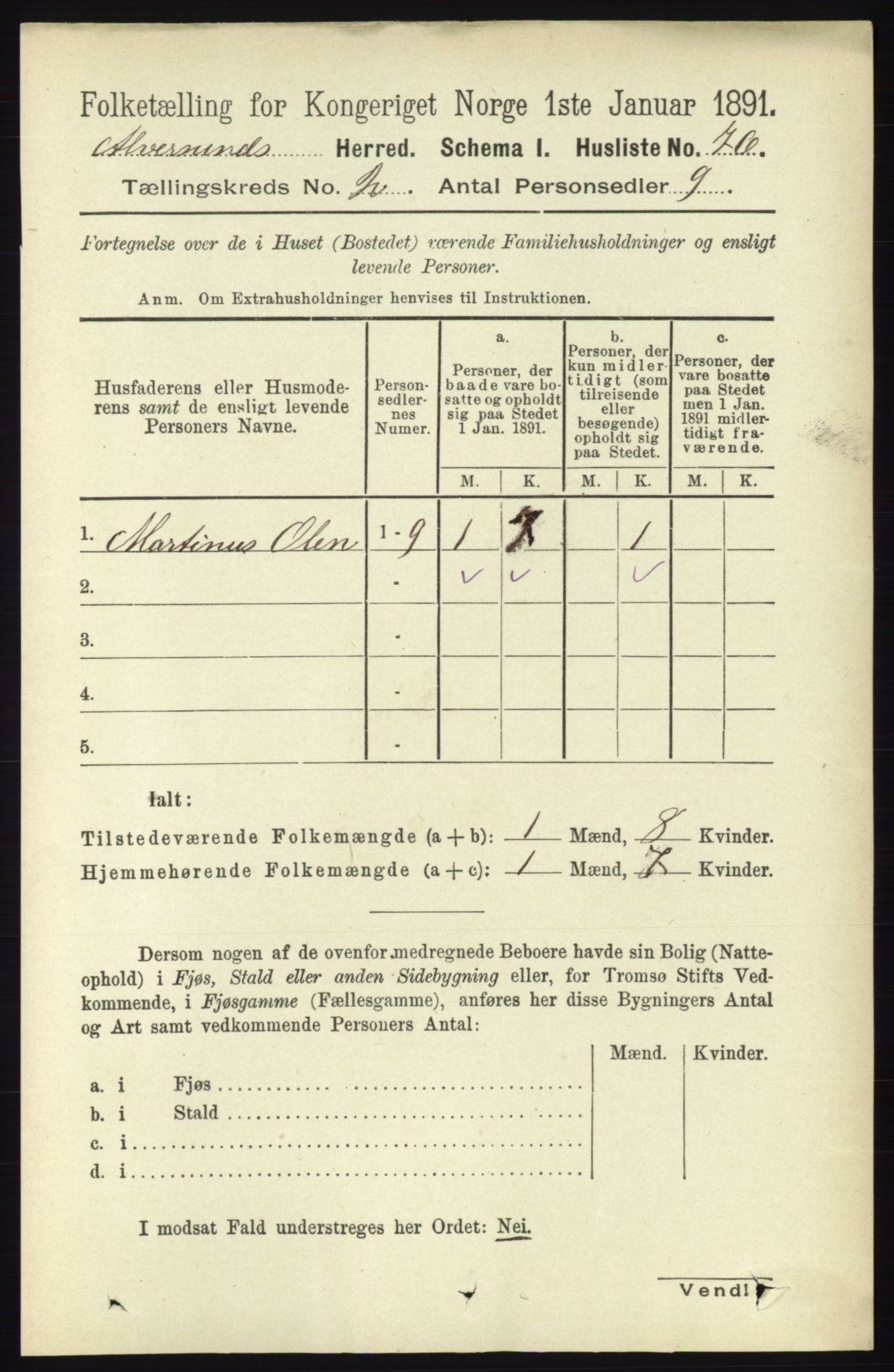 RA, 1891 census for 1257 Alversund, 1891, p. 456