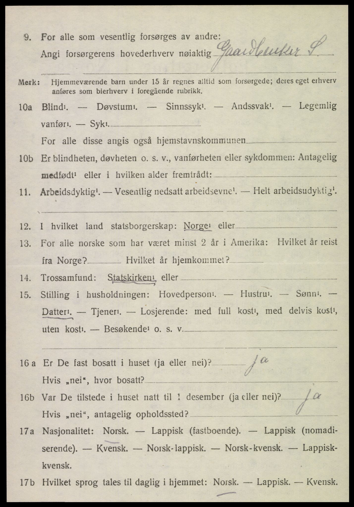 SAT, 1920 census for Kvam, 1920, p. 1574
