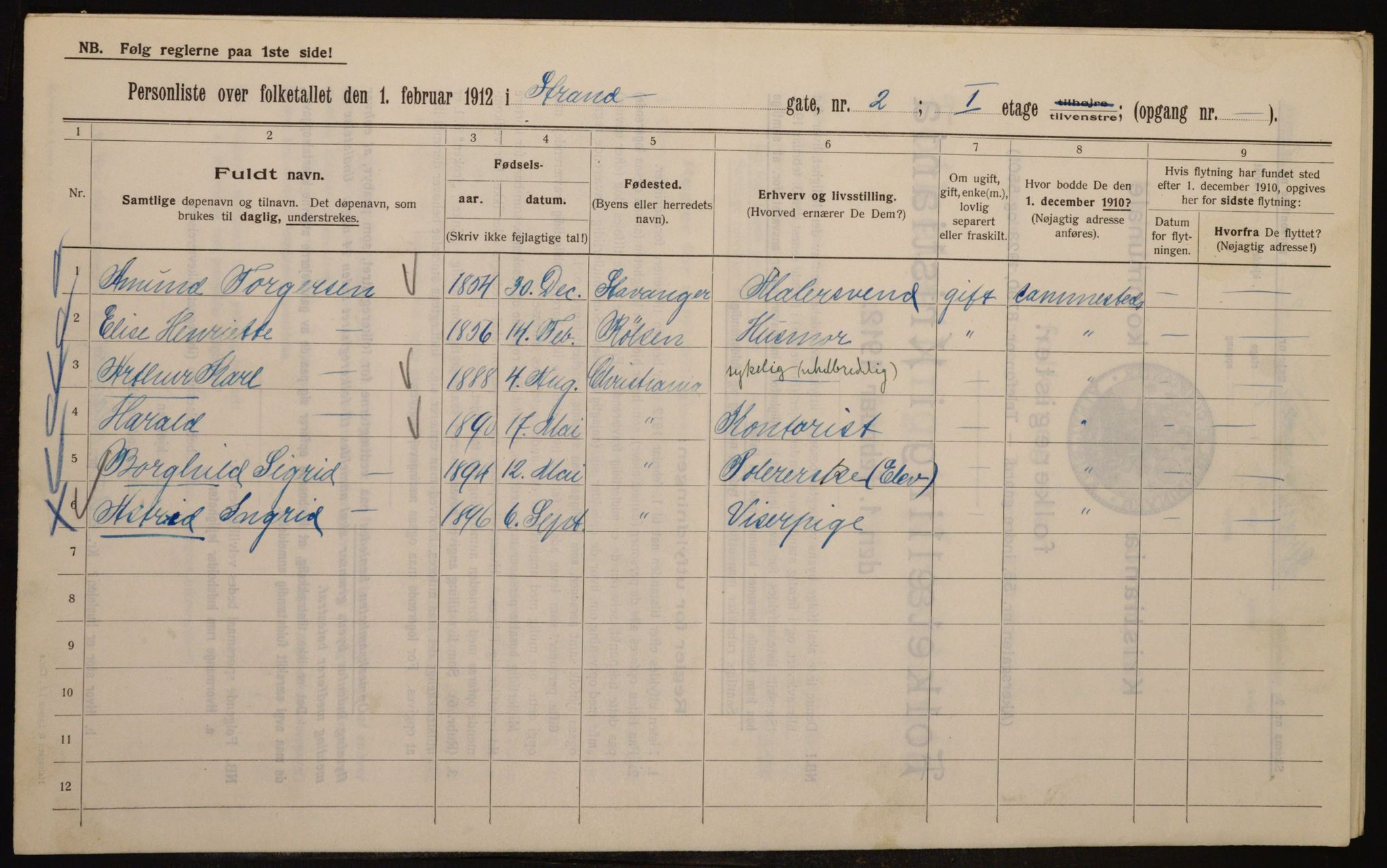 OBA, Municipal Census 1912 for Kristiania, 1912, p. 103682