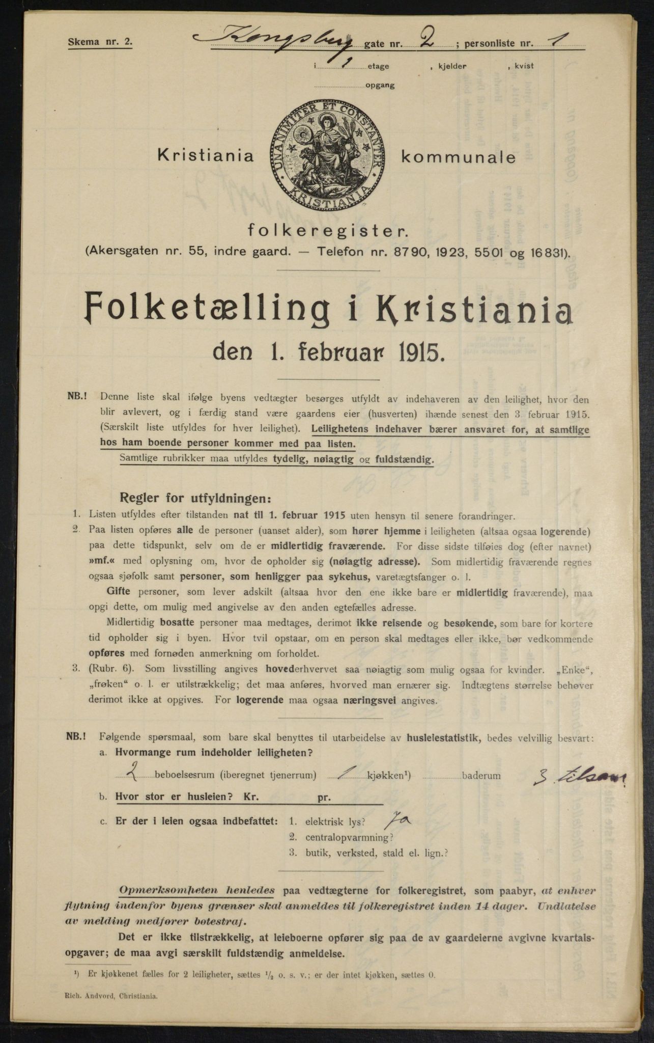 OBA, Municipal Census 1915 for Kristiania, 1915, p. 52182