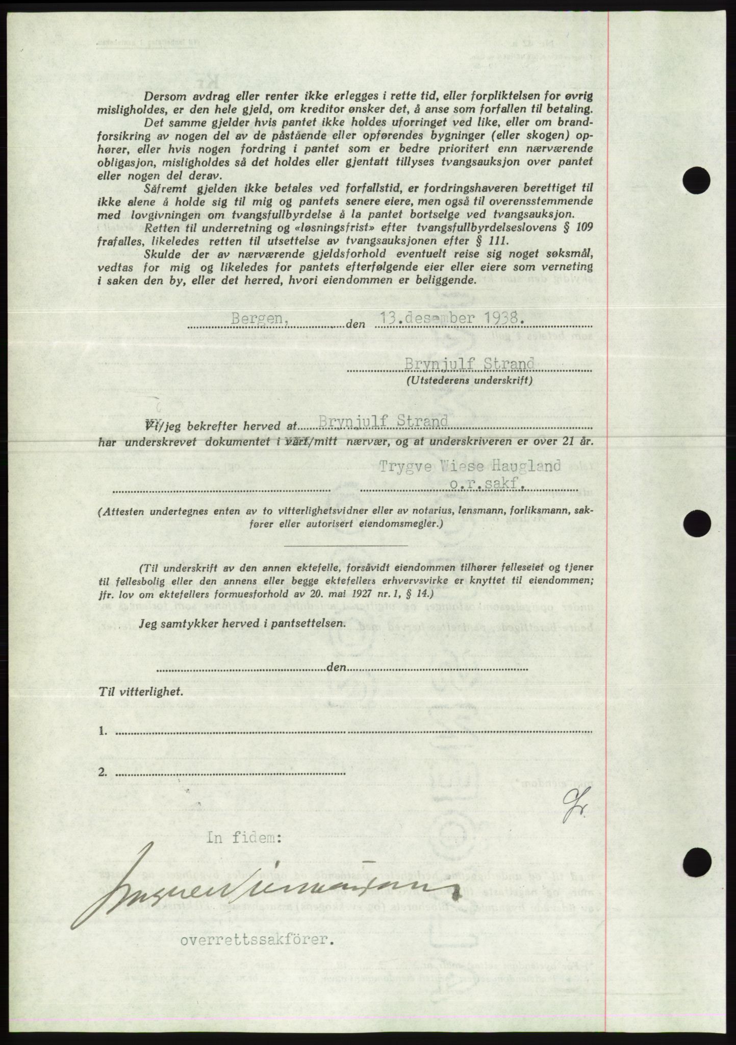 Søre Sunnmøre sorenskriveri, AV/SAT-A-4122/1/2/2C/L0066: Mortgage book no. 60, 1938-1938, Diary no: : 1750/1938