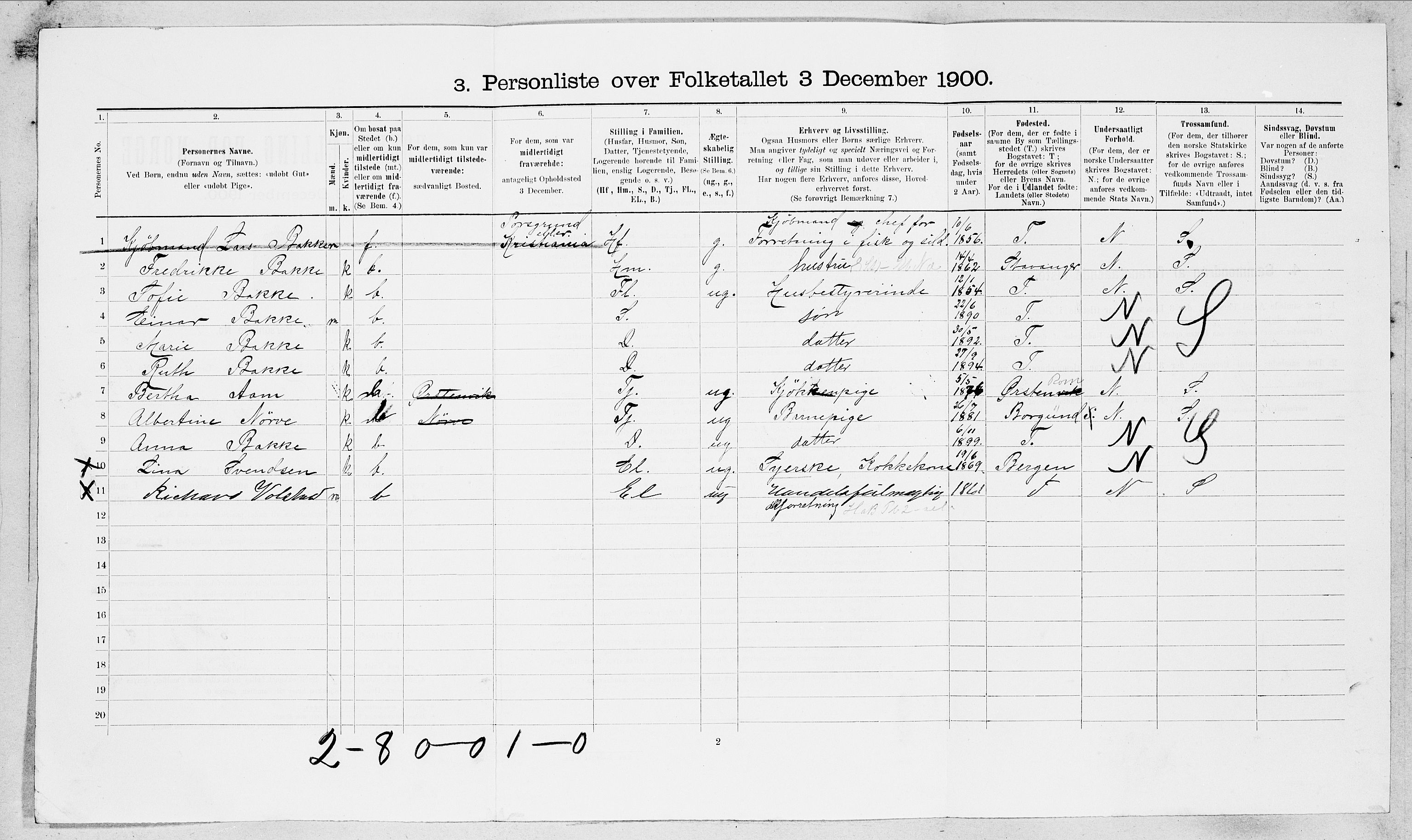 SAT, 1900 census for Ålesund, 1900, p. 6037