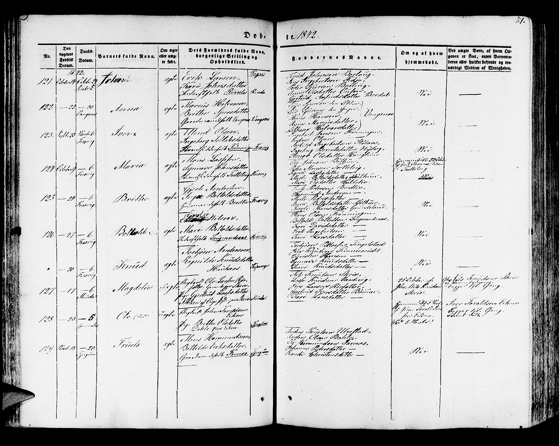 Leikanger sokneprestembete, AV/SAB-A-81001/H/Haa/Haaa/L0007: Parish register (official) no. A 7, 1838-1851, p. 51