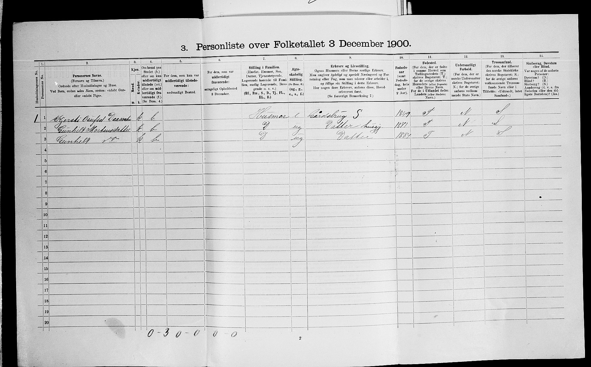 SAK, 1900 census for Hornnes, 1900, p. 211