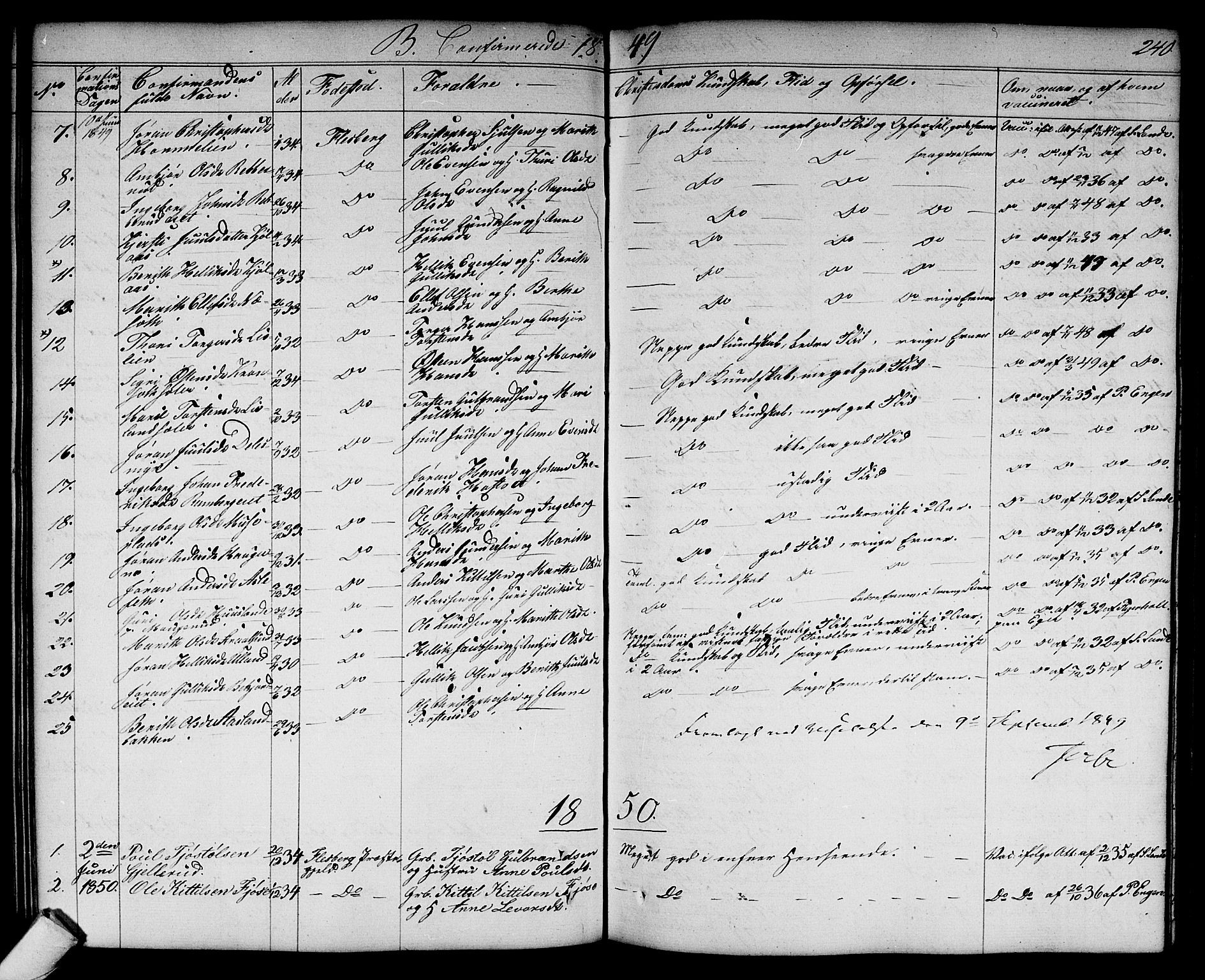 Flesberg kirkebøker, SAKO/A-18/G/Ga/L0002: Parish register (copy) no. I 2, 1834-1860, p. 240