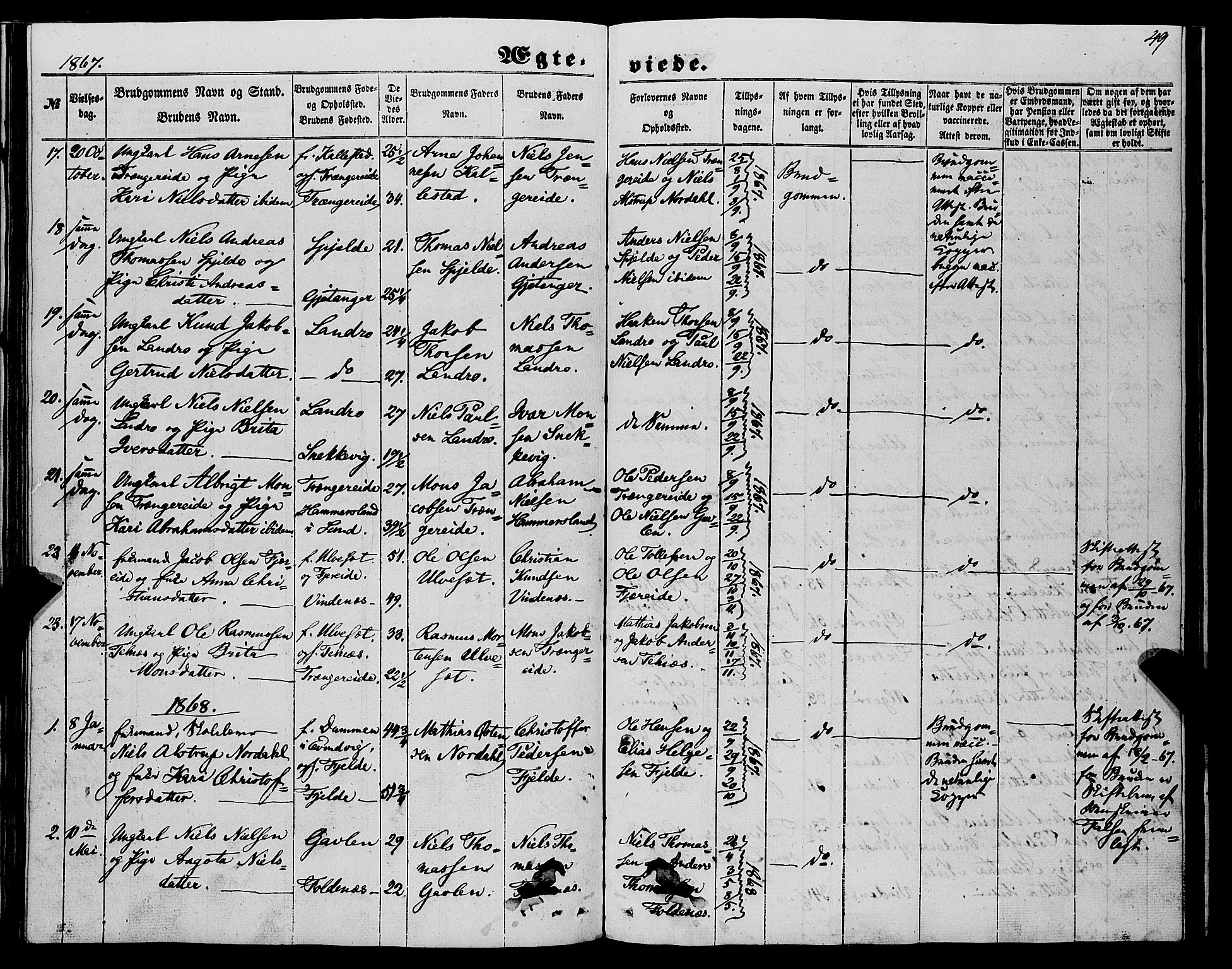 Fjell sokneprestembete, AV/SAB-A-75301/H/Haa: Parish register (official) no. A 6, 1849-1877, p. 49