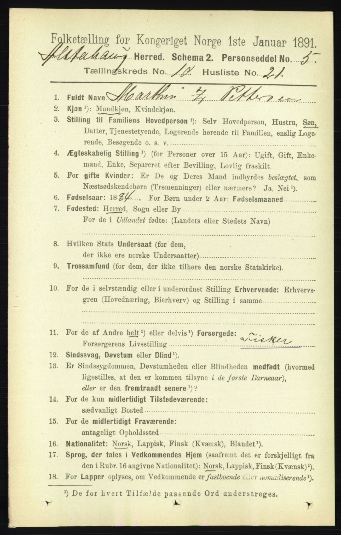 RA, 1891 census for 1820 Alstahaug, 1891, p. 3672