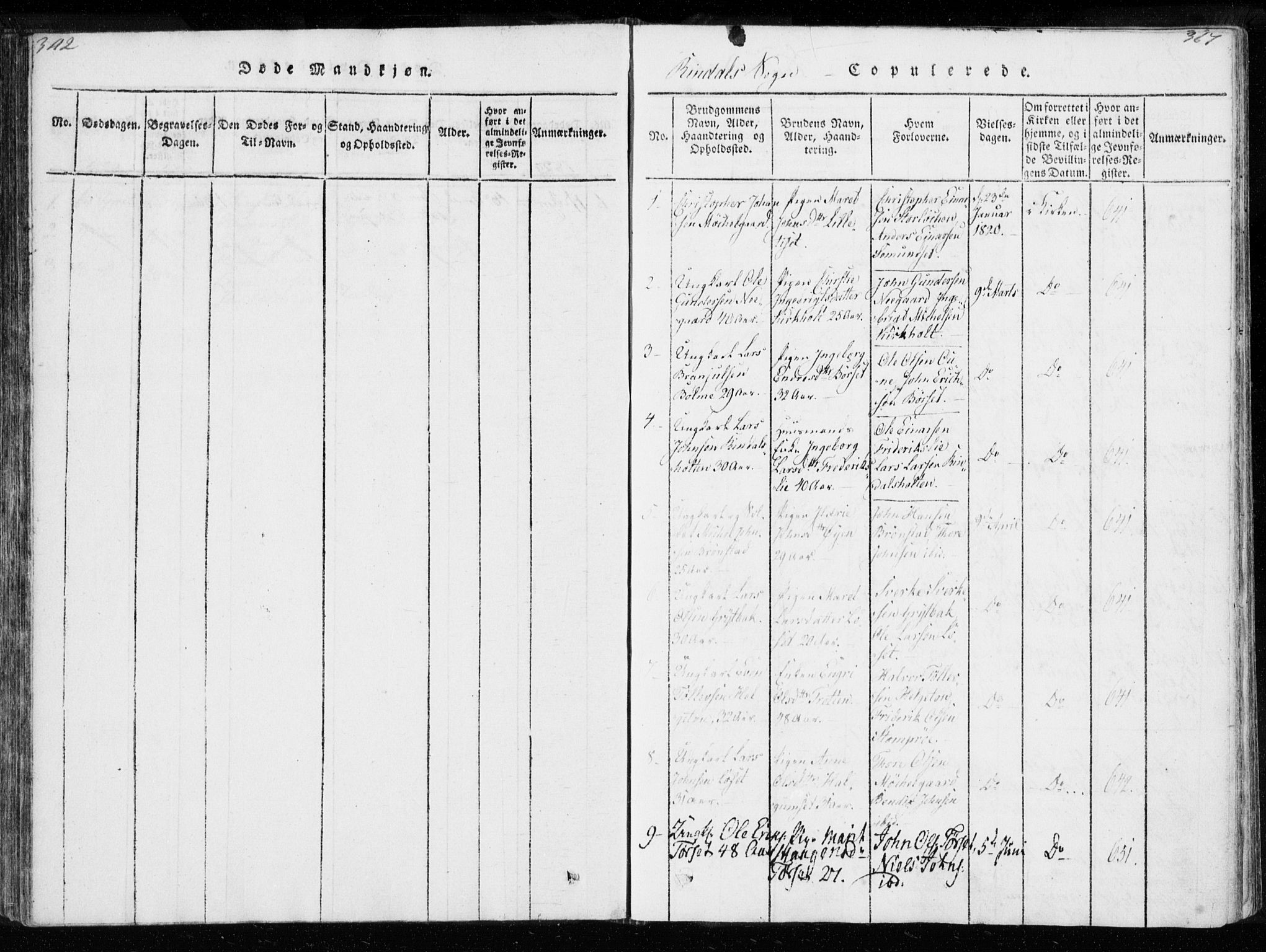 Ministerialprotokoller, klokkerbøker og fødselsregistre - Møre og Romsdal, AV/SAT-A-1454/595/L1041: Parish register (official) no. 595A03, 1819-1829, p. 366-367