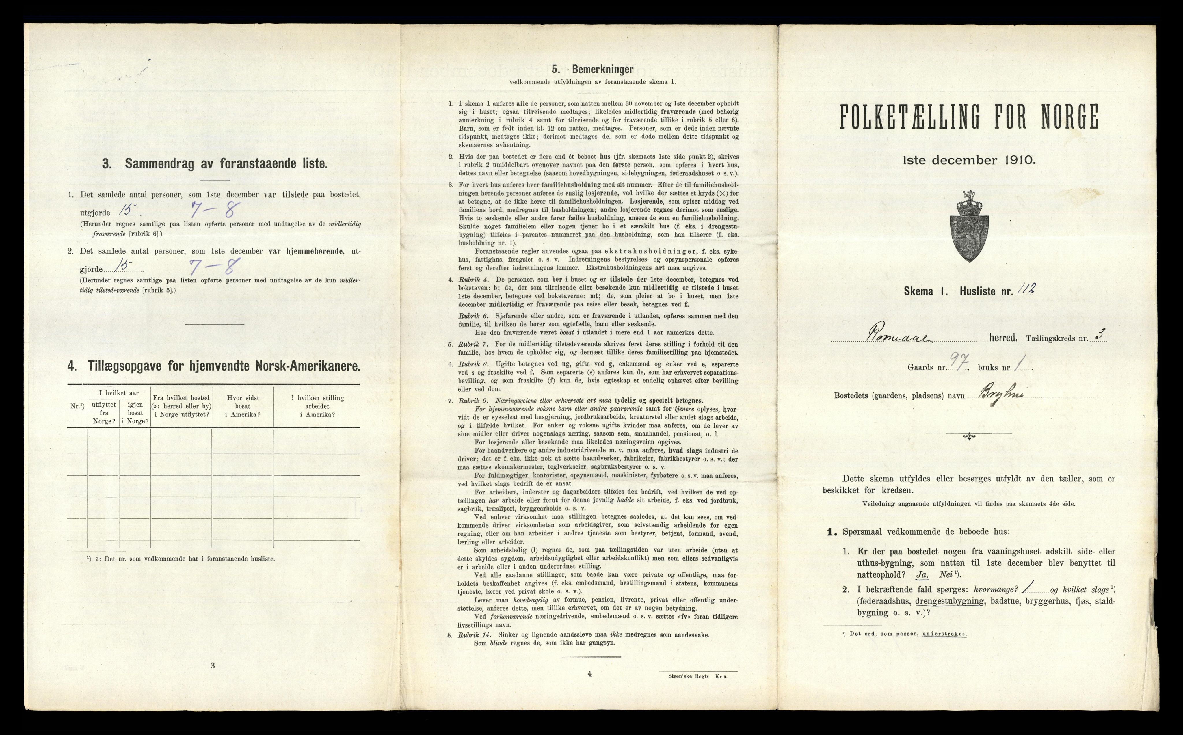 RA, 1910 census for Romedal, 1910, p. 741