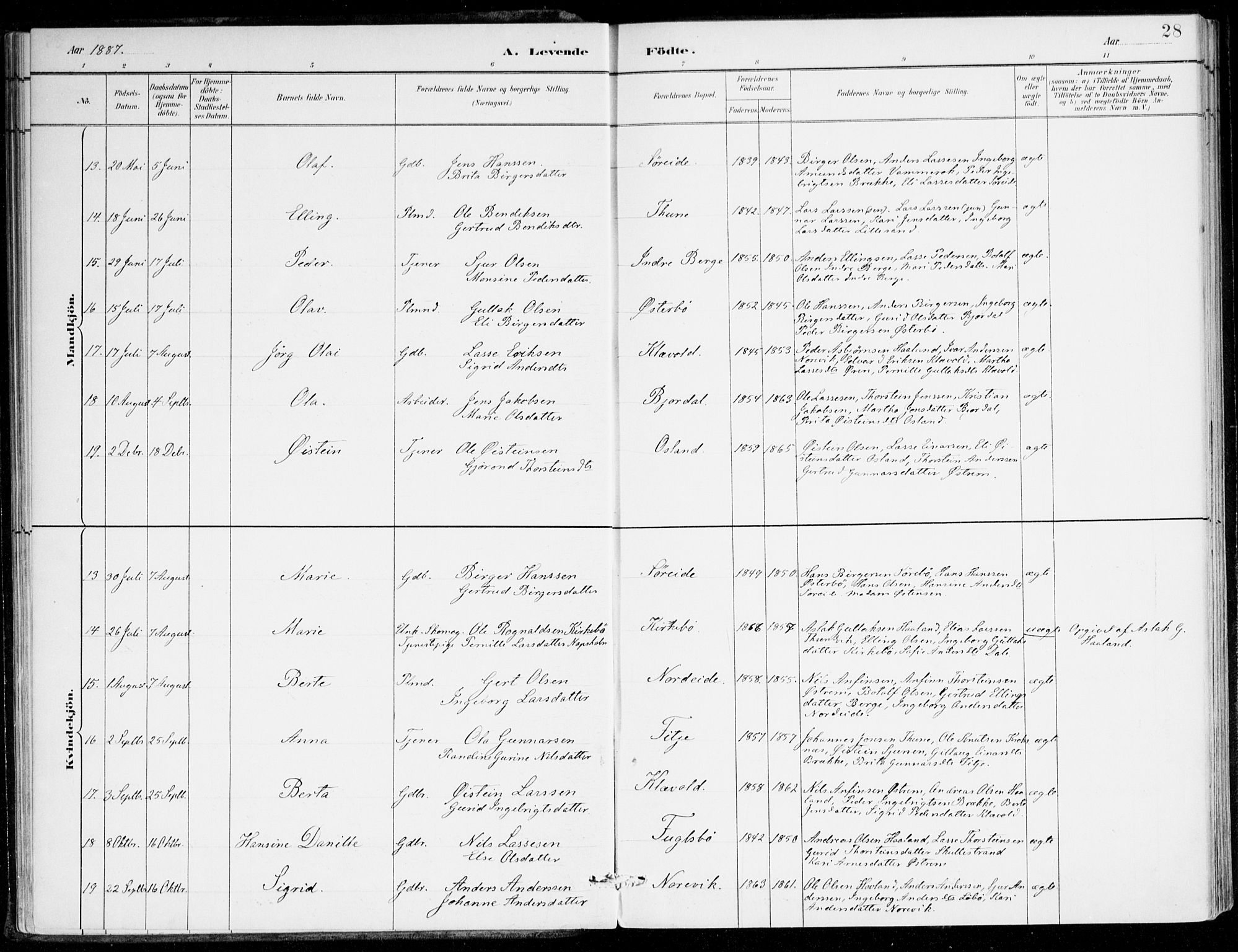 Lavik sokneprestembete, AV/SAB-A-80901: Parish register (official) no. C 1, 1882-1904, p. 28